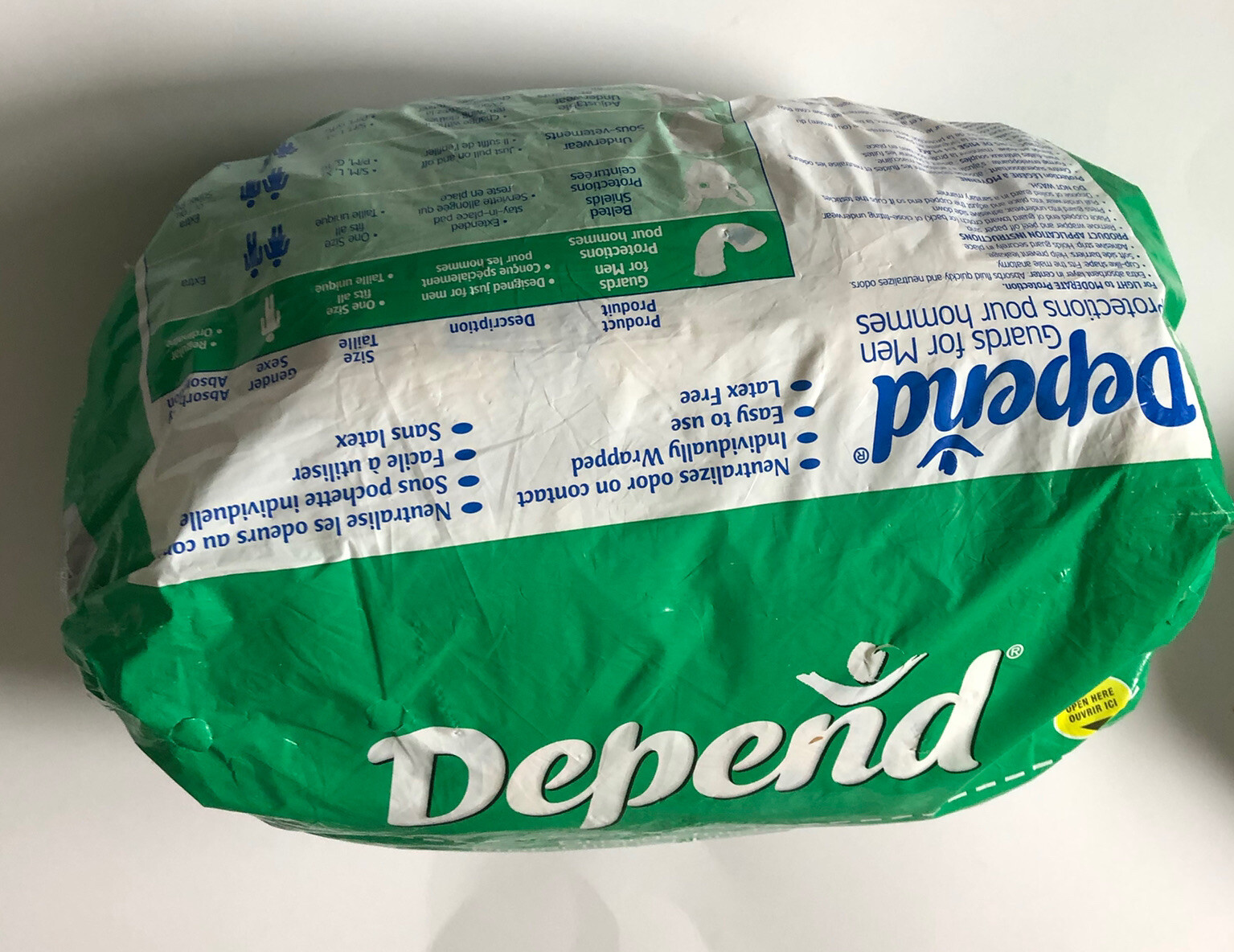 Depends Mens 1 Size Fits All Regular Absorbancy Incontinence Aid Open Pkg Of 20