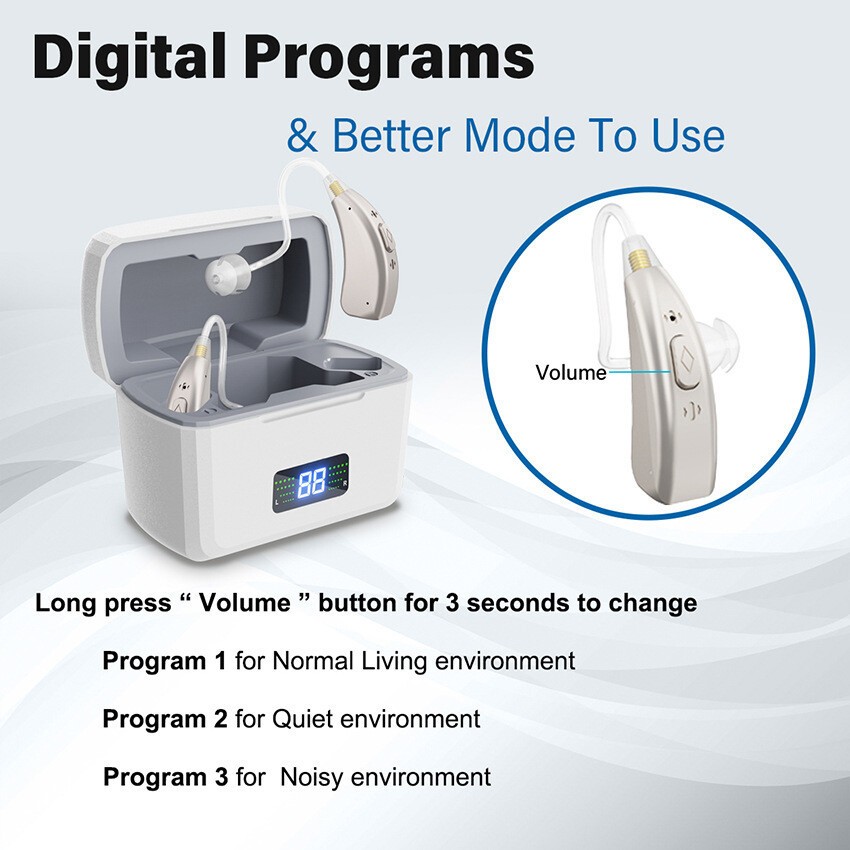 Digital display high-performance hidden ear16 channel multi-mode BTE hearing aid