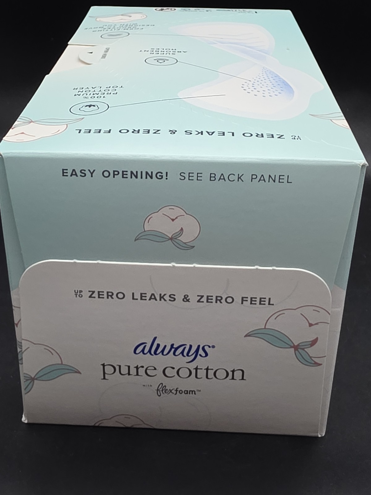Always Pure Cotton Unscented 100% Cotton Regular Flow Flexi-Wings Pad 28ct Sz. 1