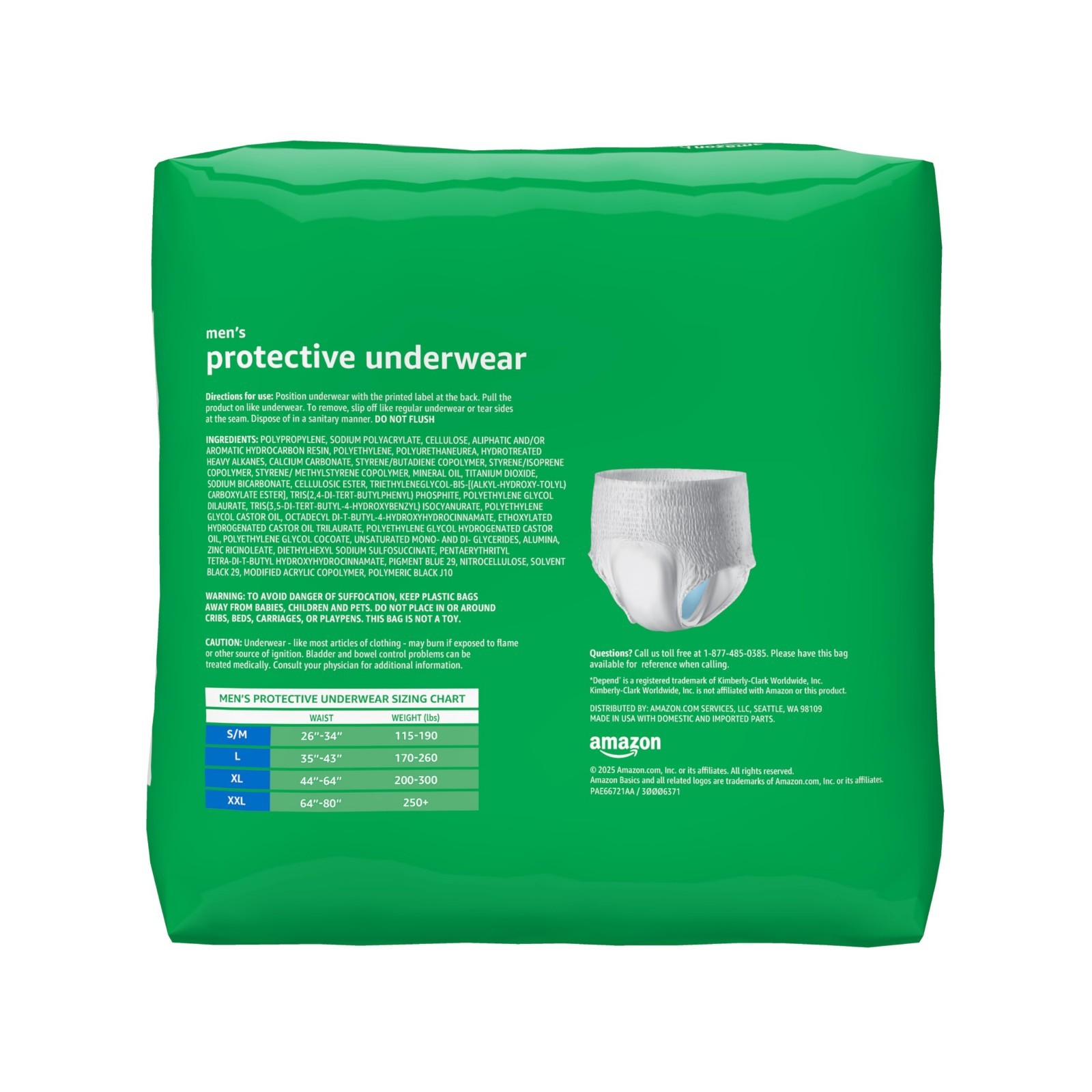 Maximum Absorbency Incontinence Underwear for Men, Leak Protection, 2X-Large, 14