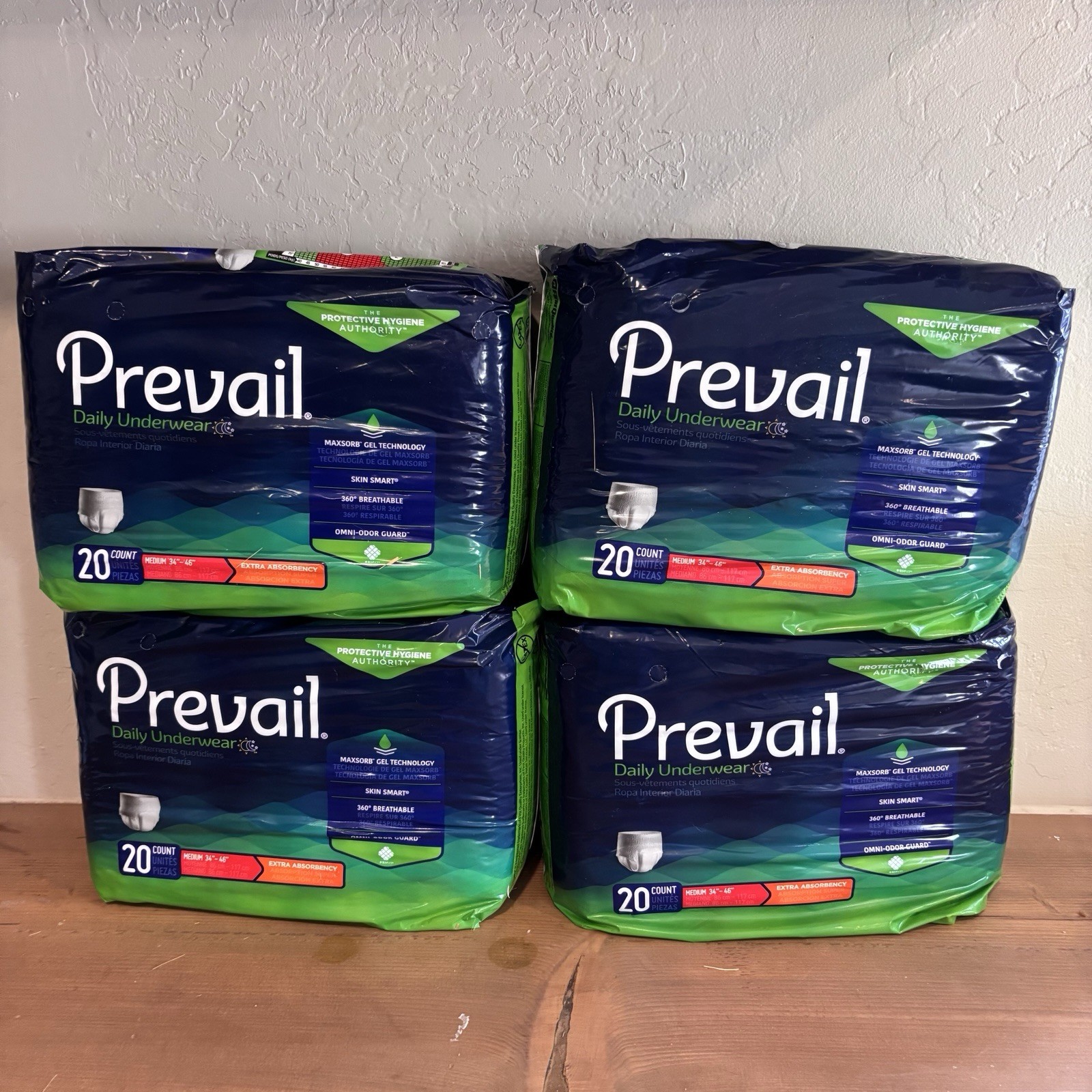 80 Pcs. Med X 4 packs of Prevail Per-Fit Adult Daily Underwear EXTRA Absorbency