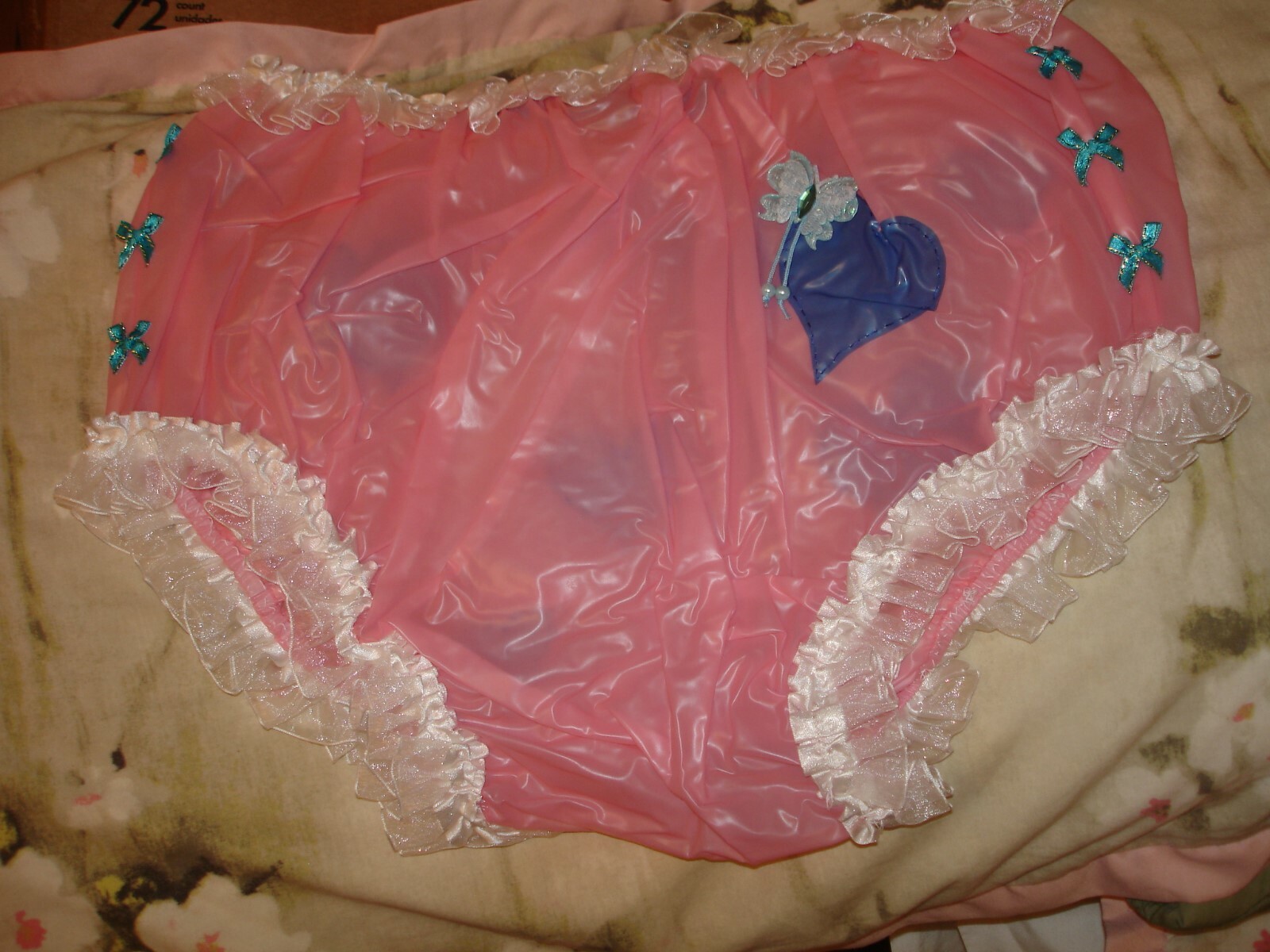 plastic pants adult  x large solid color light pink designed pvc