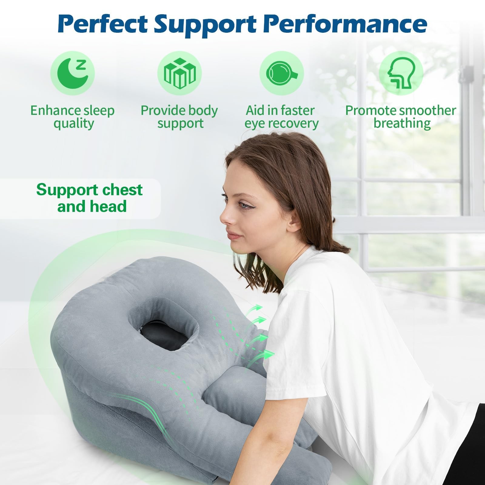 Homca Face Down Pillow For Eye Surgery Recovery Soft Support Stomach Sleeping
