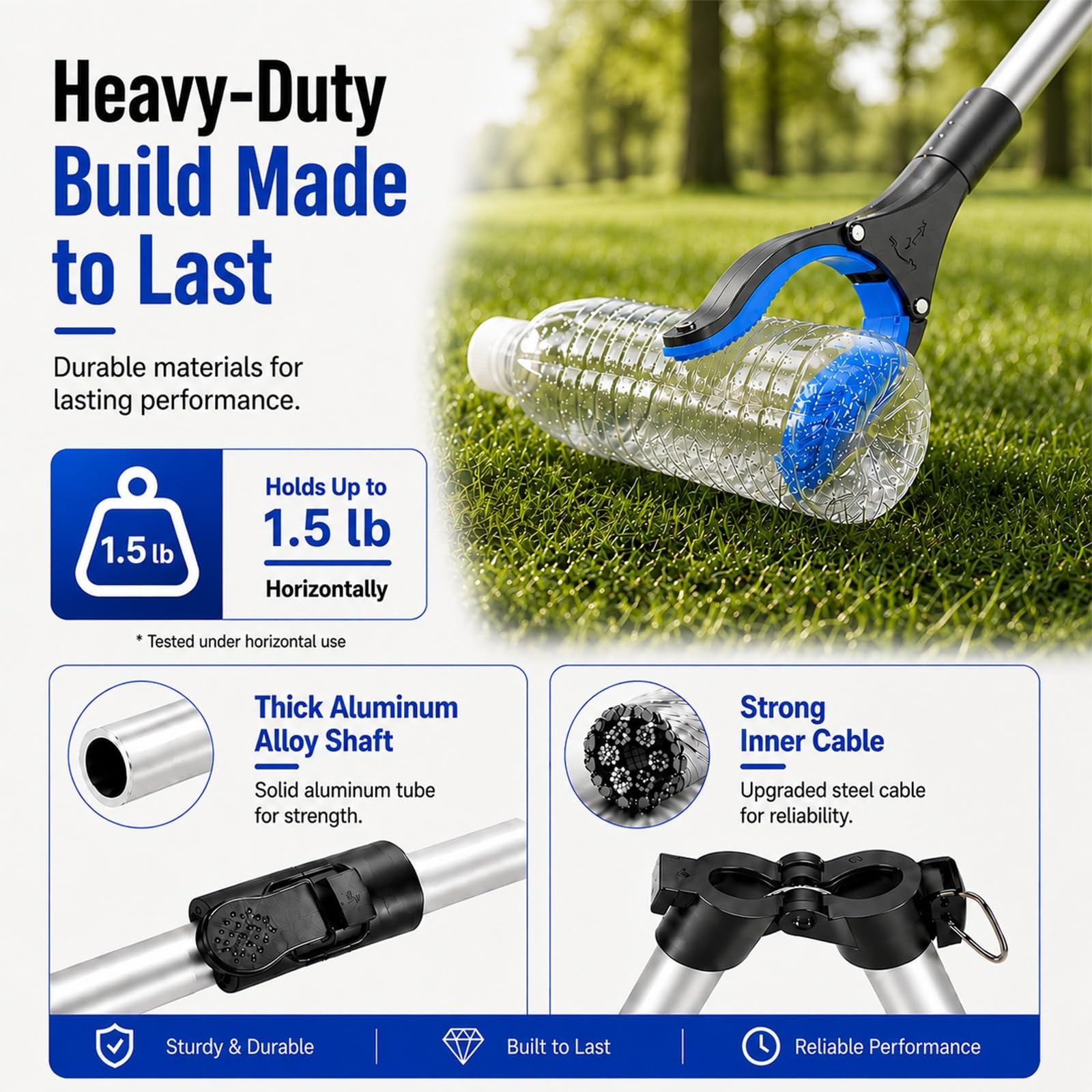36″ Long Reacher Grabber Tool 2-Pack – Anti-Slip Jaw, 360° Rotating, Magnetic Ti
