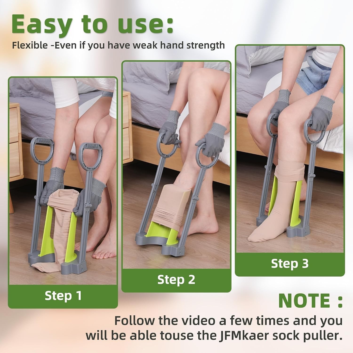 Compression Sock Aid Device with Detachable Dressing Pole – For Limited Mobility
