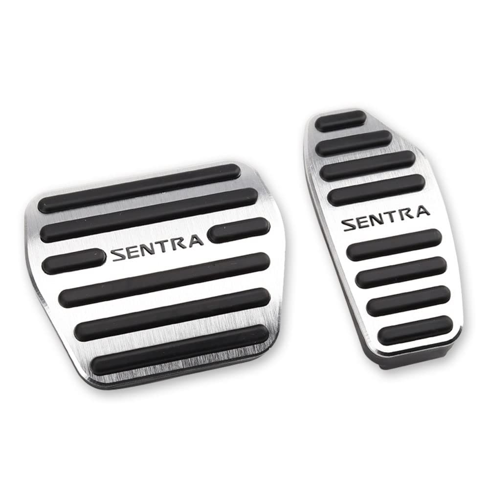 2PCS Anti-Slip Aluminum Brake Gas Pedal Pads,Auto No Drilling SILVER