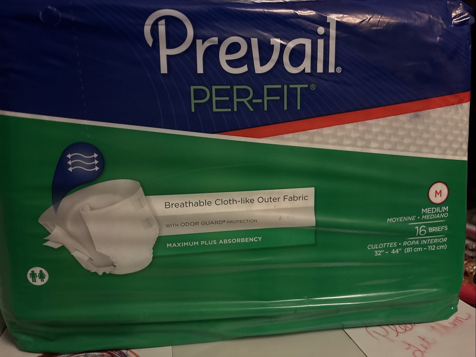 2- 16 In Each Pack Prevail Perfit Size Medium Max Absorb Briefs Cloth Odor Guard