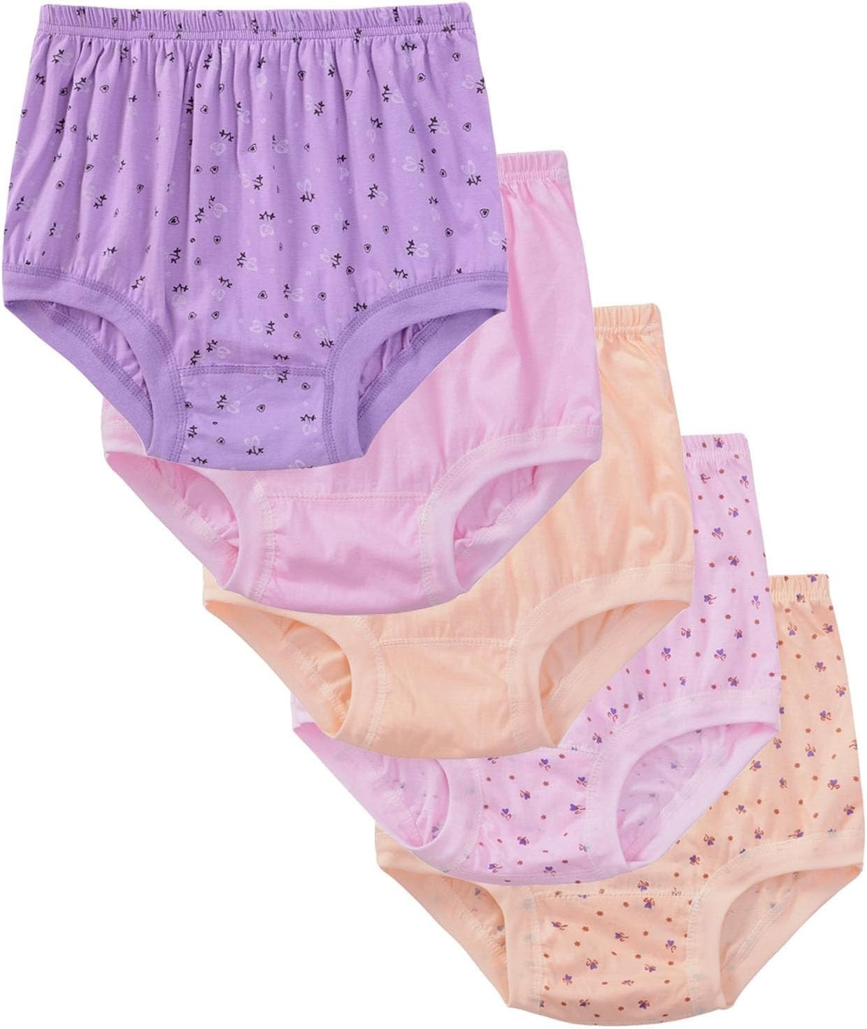 5Pcs Seniors Women Underwear 100% Cotton Briefs For Medium Elderly Ladies Plu…