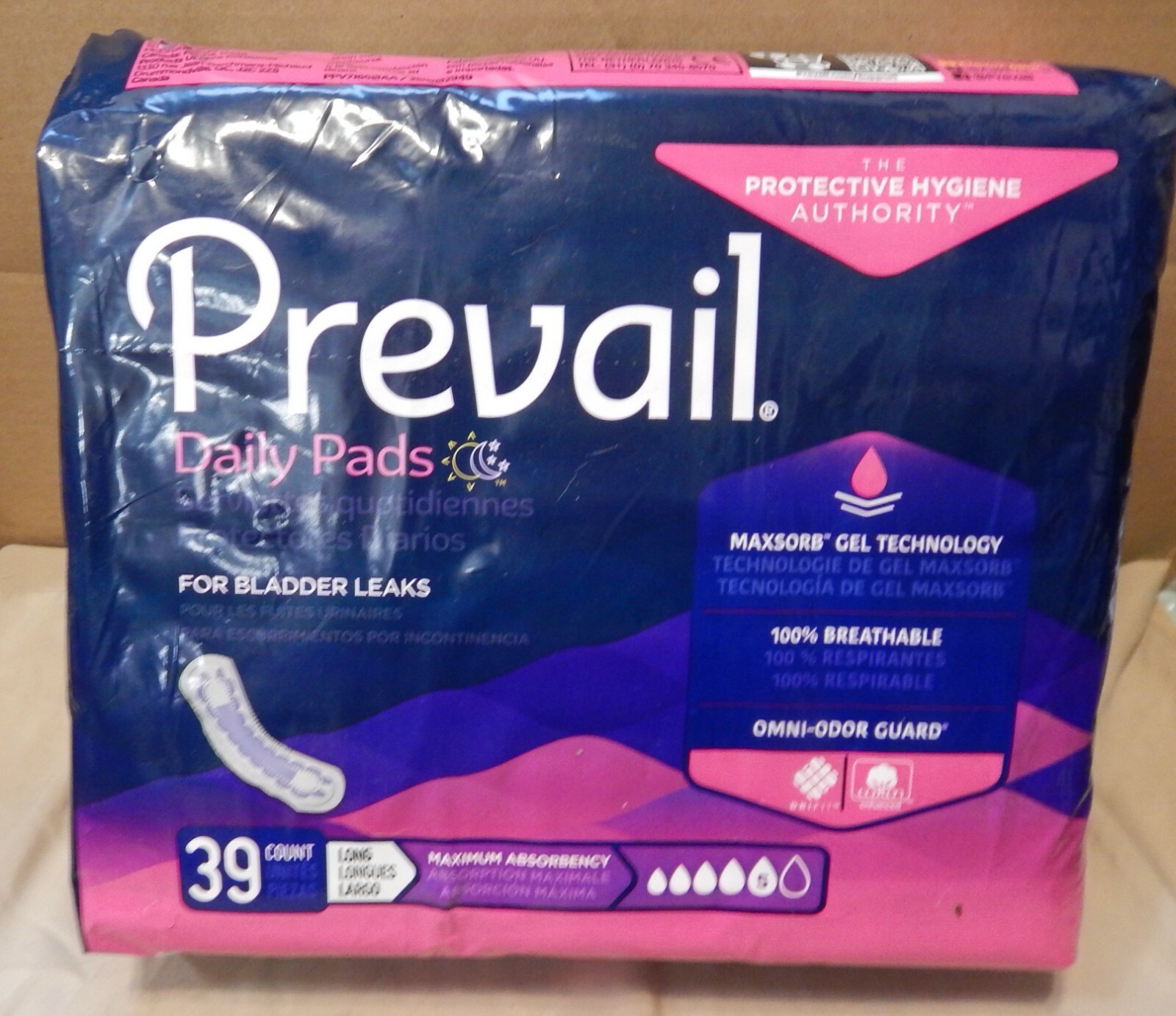 Prevail 39 Count Daily Pads Woman Maximum Absorbency Long PV-915/1 NIB 226P