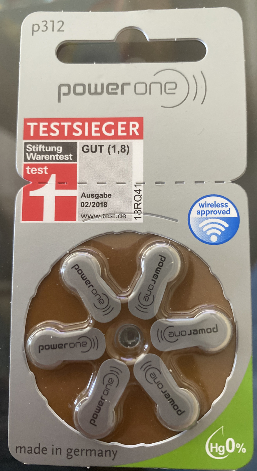 Power One 6 Packs x 6 Mercury Hearing Aid Batteries Size P312 36 Batteries Total