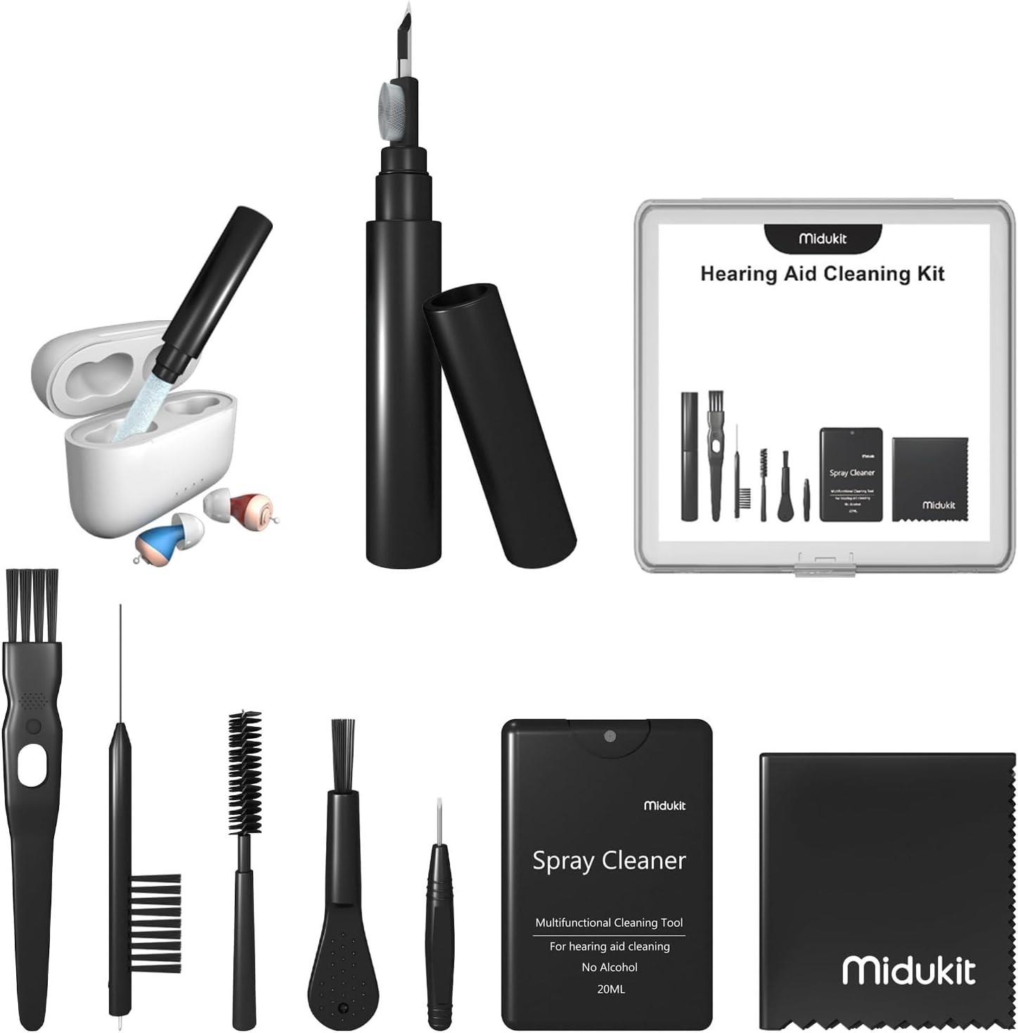 Premium Hearing Aid Cleaning Kit – Compatible with Rechargeable Hearing Aid with