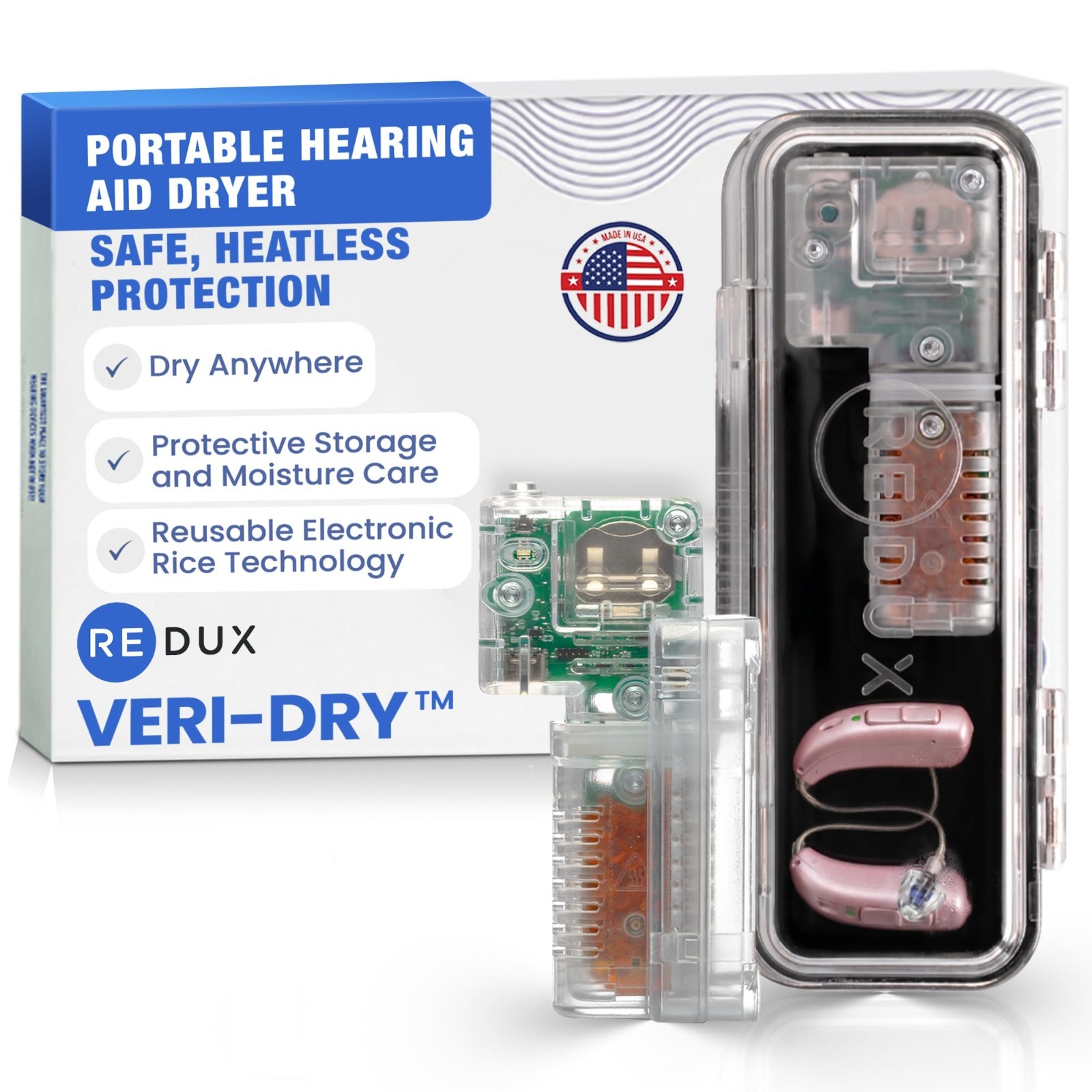 Heatless Hearing Aid Dryer & Dehumidifier – Electronic Rice Tech, Safe for Recha