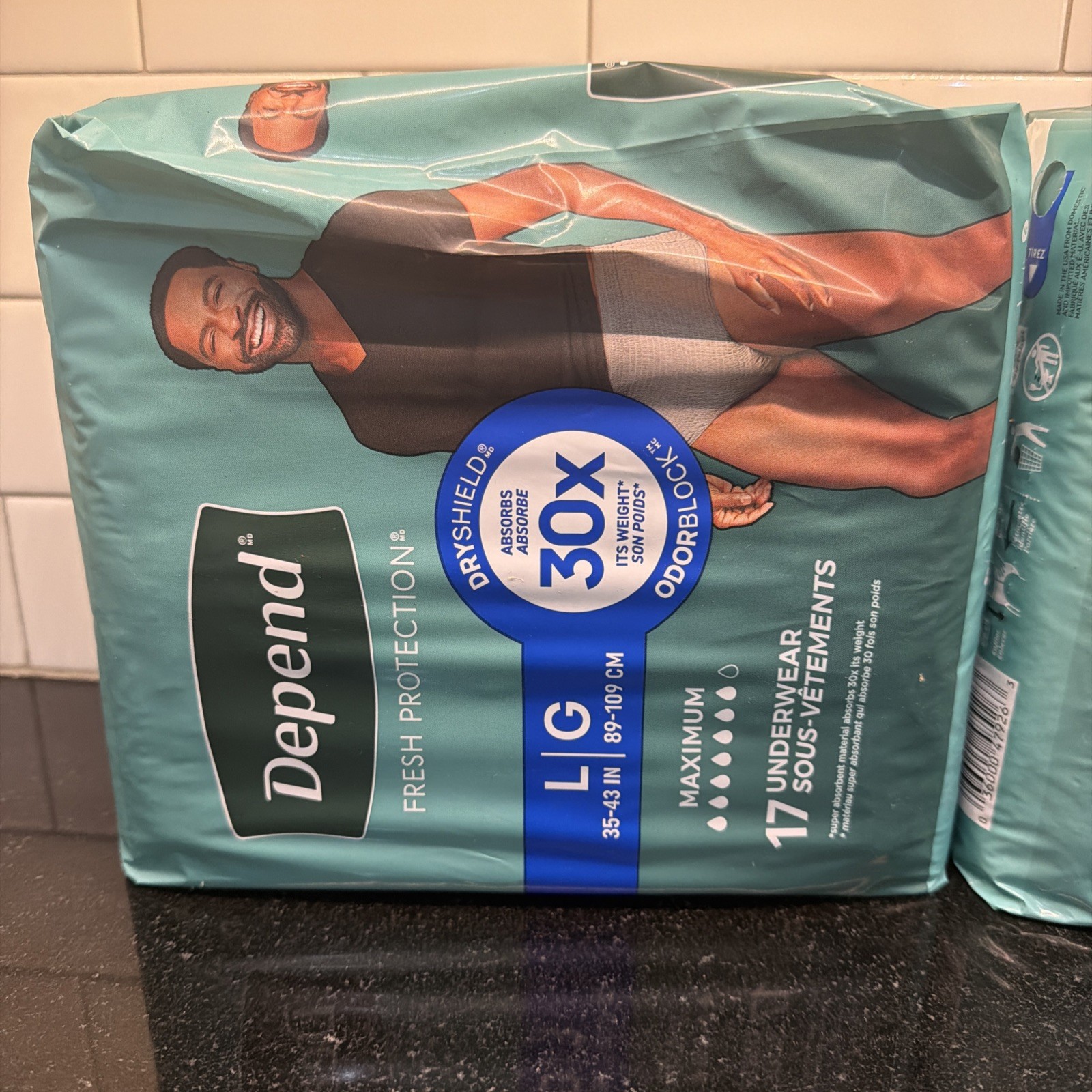 Total of 34pairs(17×2) | Depend Fresh Protection Disposable Underwear, Men Large