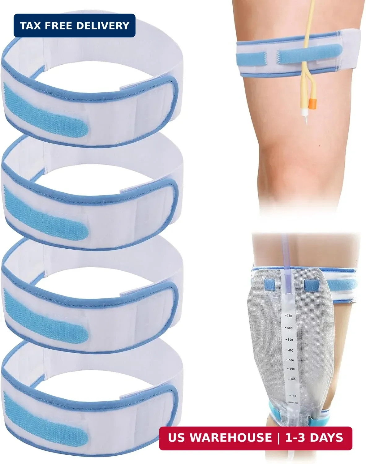 4 Pack Foley Catheter Leg Strap, Anti Slip Catheter Leg Bag Holder, Catheter Sta
