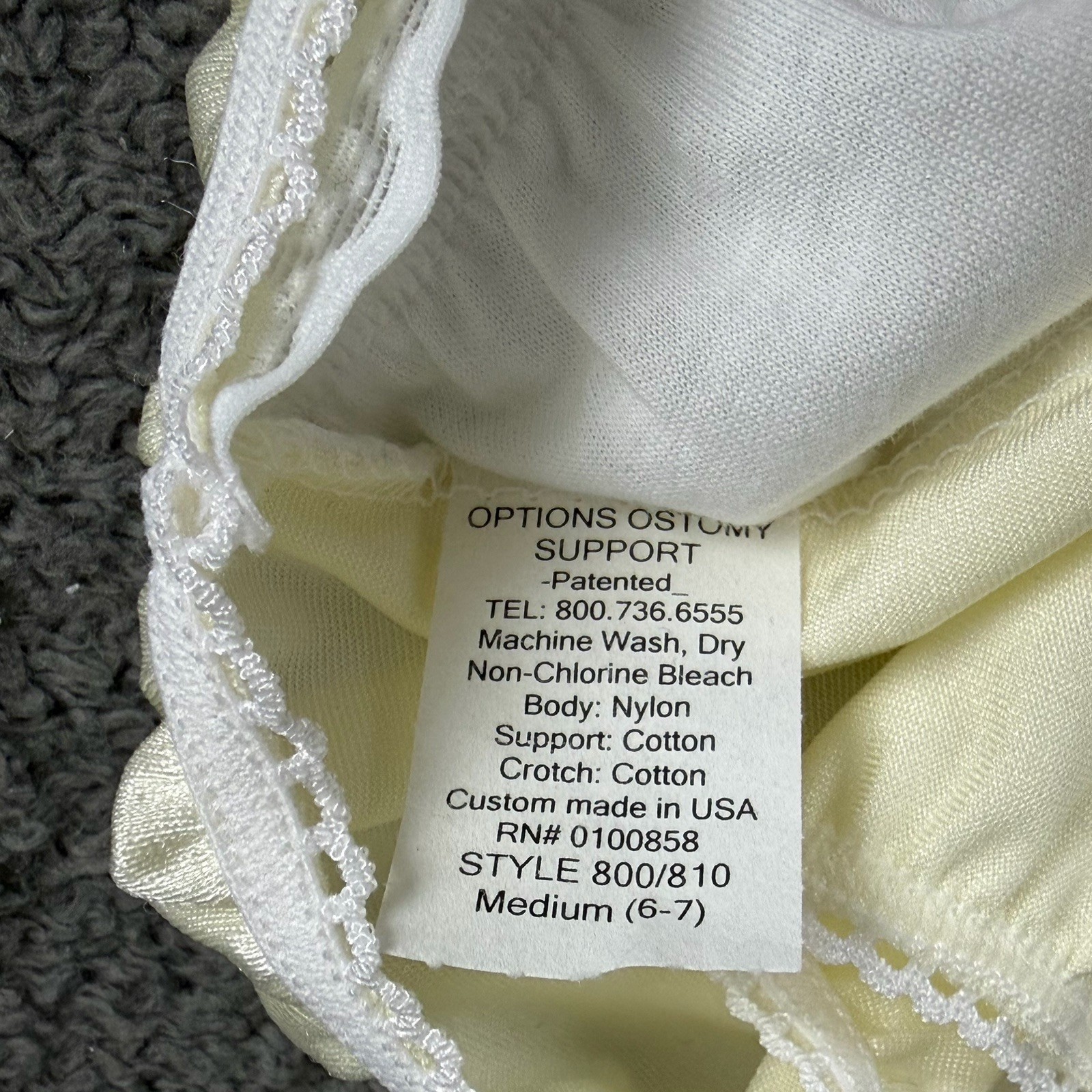 Options Ladies Medium Basic Brief W Built-in Ostomy Barrier Support Ivory Nylon