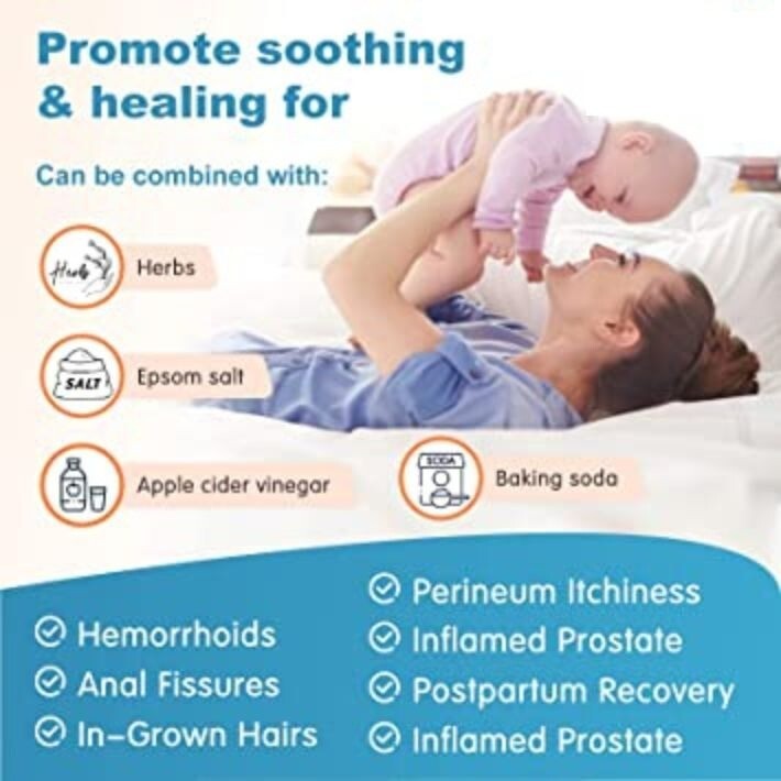 Sitz Bath for Toilet Hemorrhoids Postpartum Care – Collapsible, Drain Hole, Hang