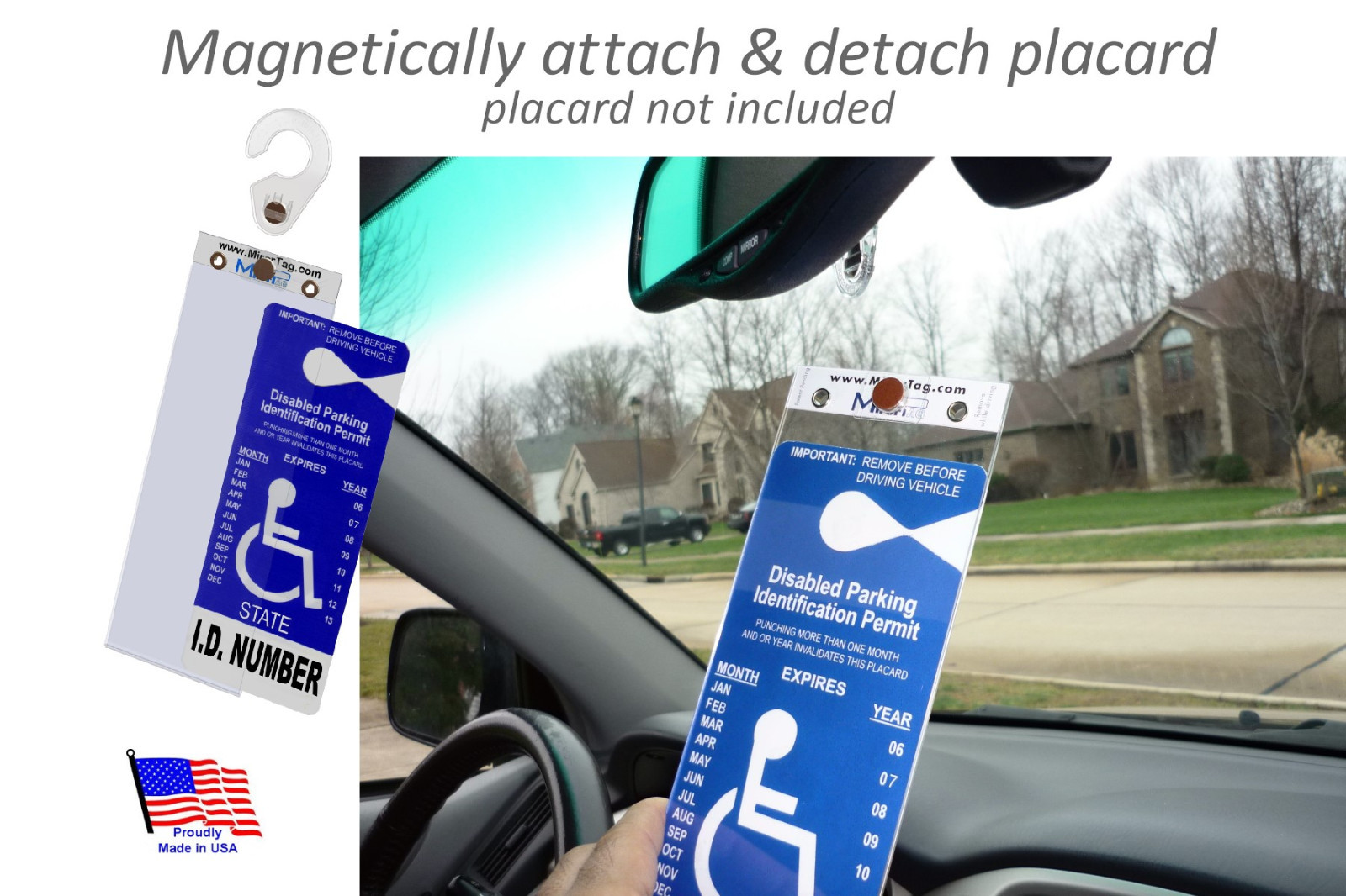 Mirortag Gold – Sturdy Handicap Parking Tag Holder & Protector. Easy On & Off
