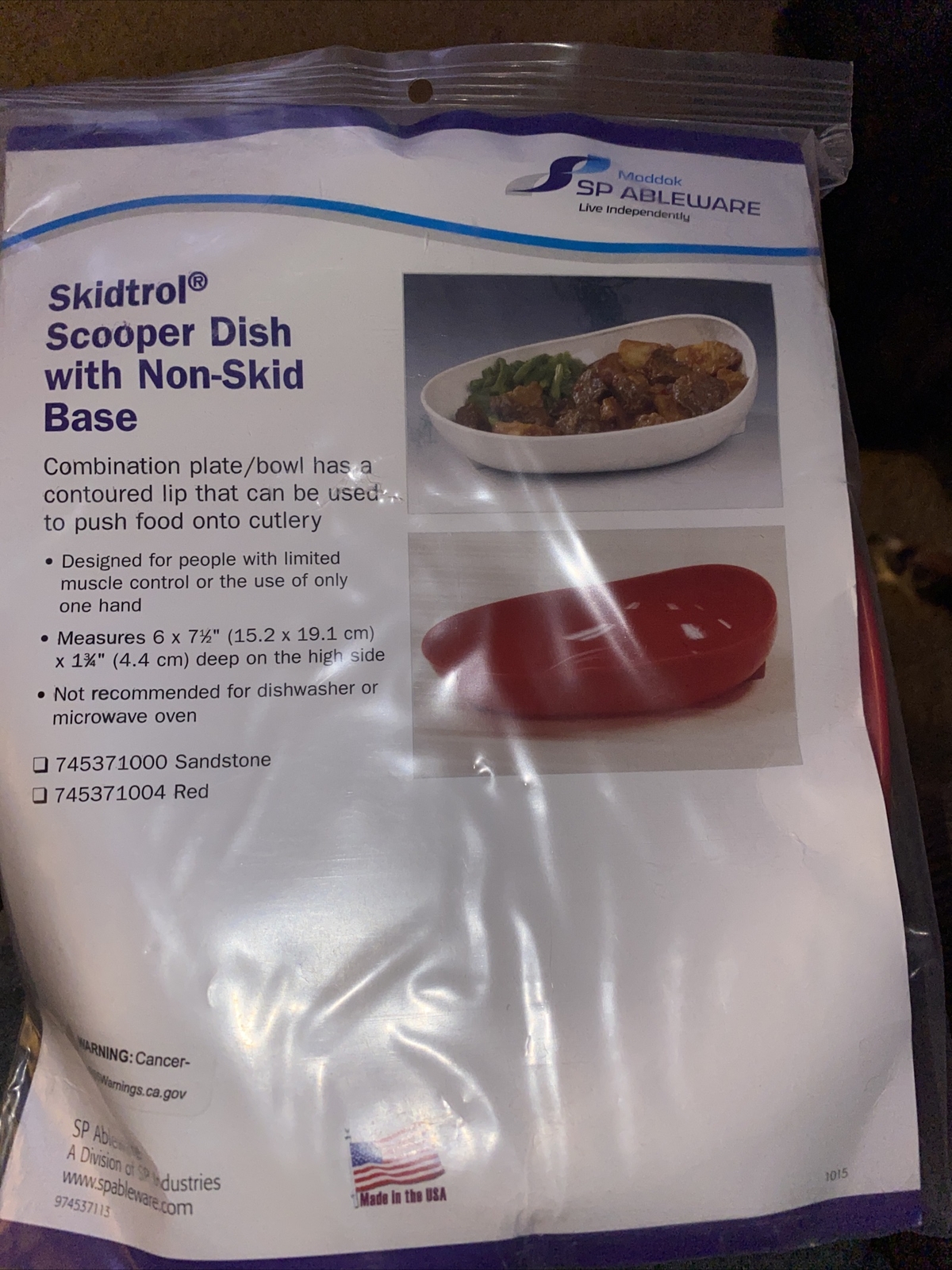 SP Ableware Maddak Skidtrol Scooper Dish with Non-Skid Base
