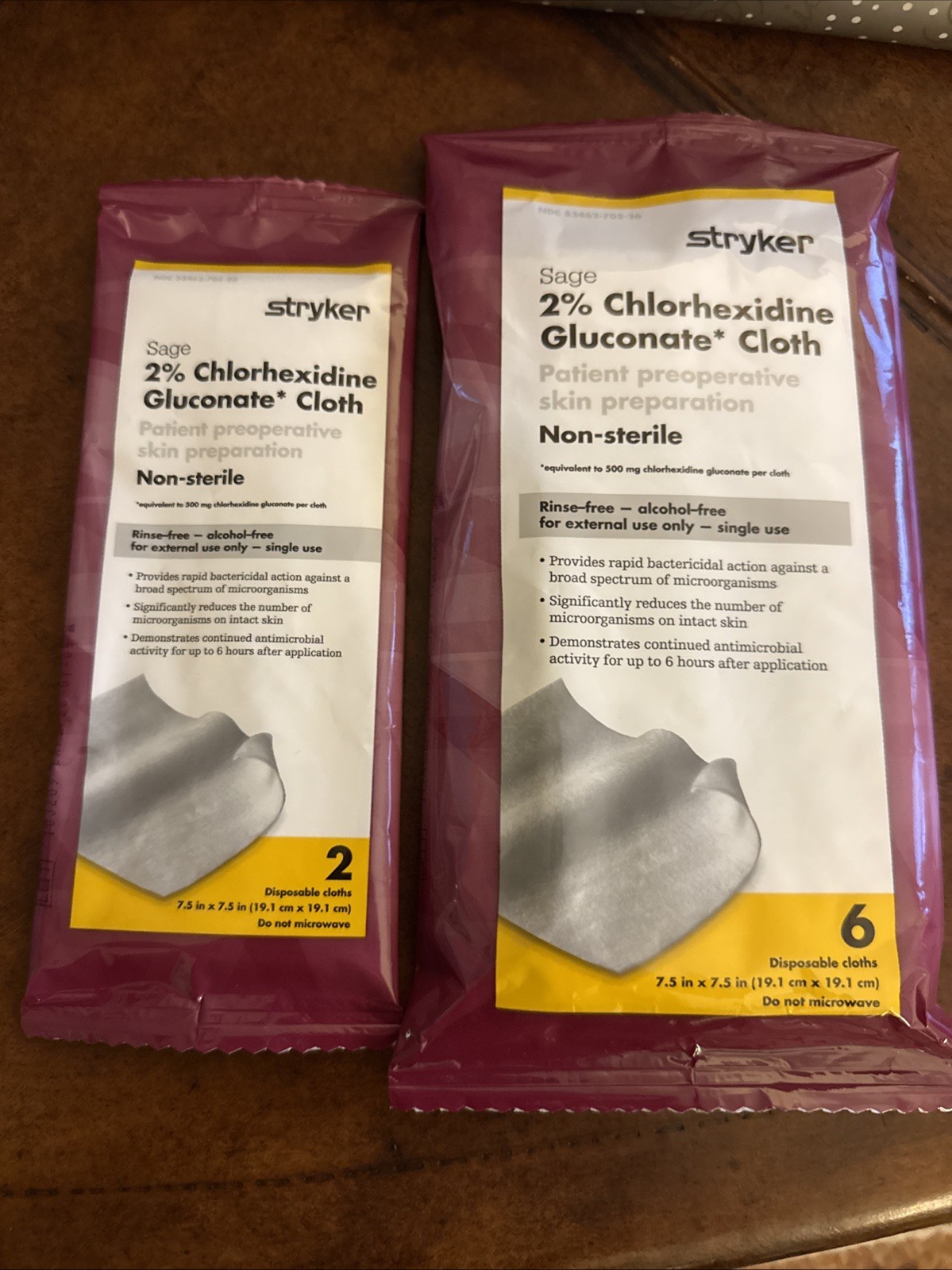Stryker Sage 2% Chlorhexidine Gluconate Cloth Pre Op Skin Prep Wipes 2026 &2027
