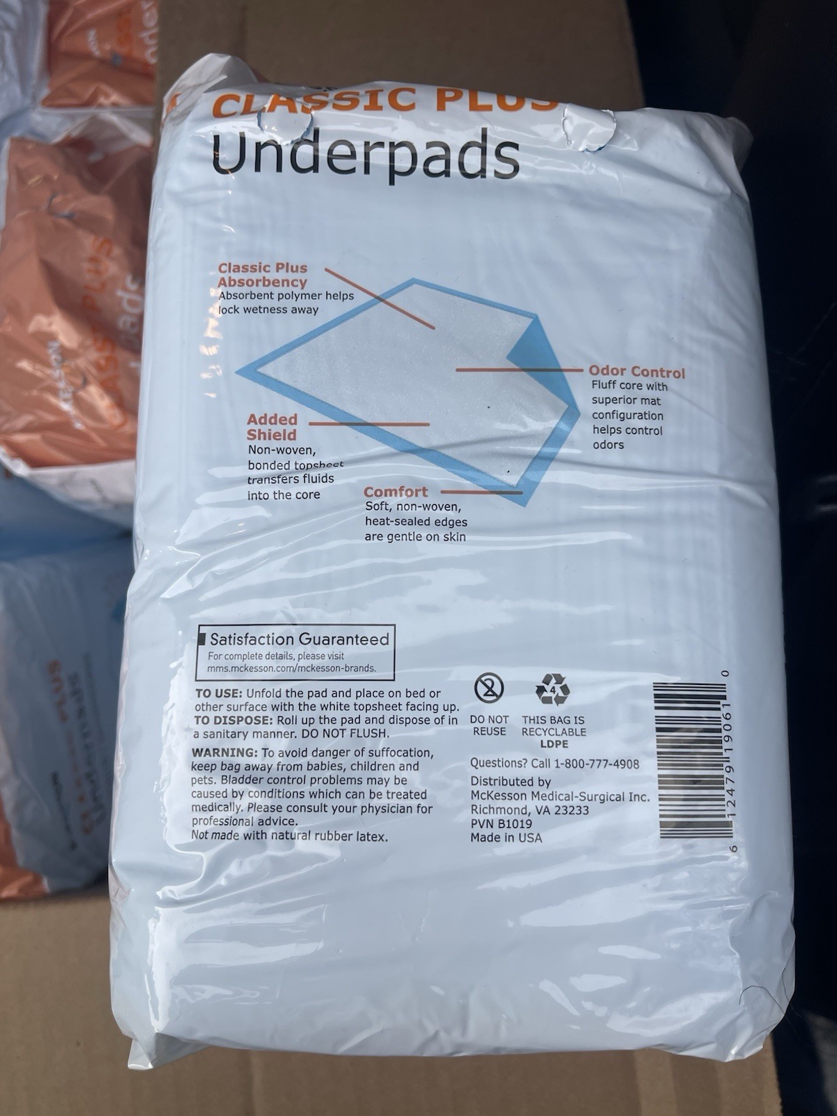 McKesson Underpad Classic 23″X 36″ Disposable Fluff Polymer Moderate Absorbency