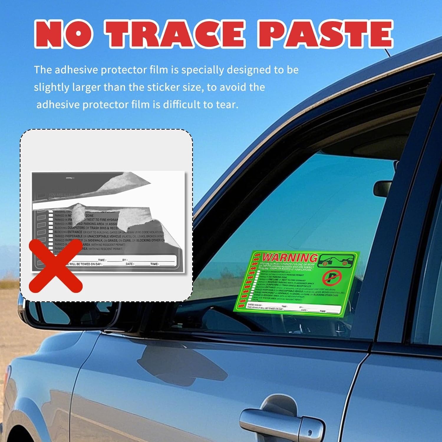 50 Parking Violation Notice Tow Stickers – Adhesive Fluorescent Labels