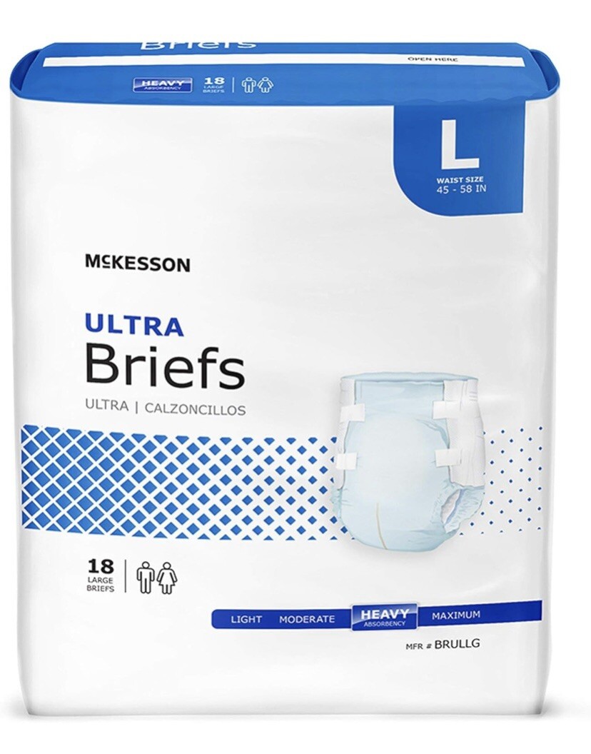McKesson Ultra Heavy Absorbency Adult Disposable Brief Diapers L Tab Closure 36
