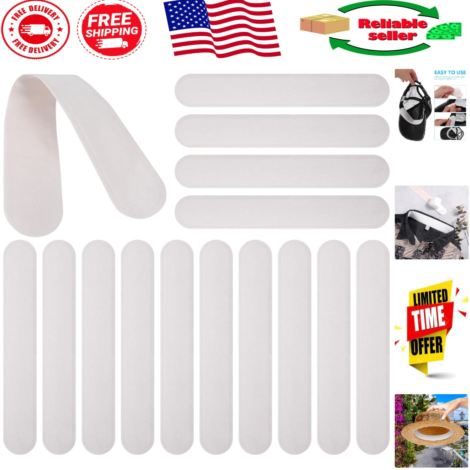 Soft Non-Woven Self-Adhesive Sweat Pads – 50 Count Protection for Collars & Hats