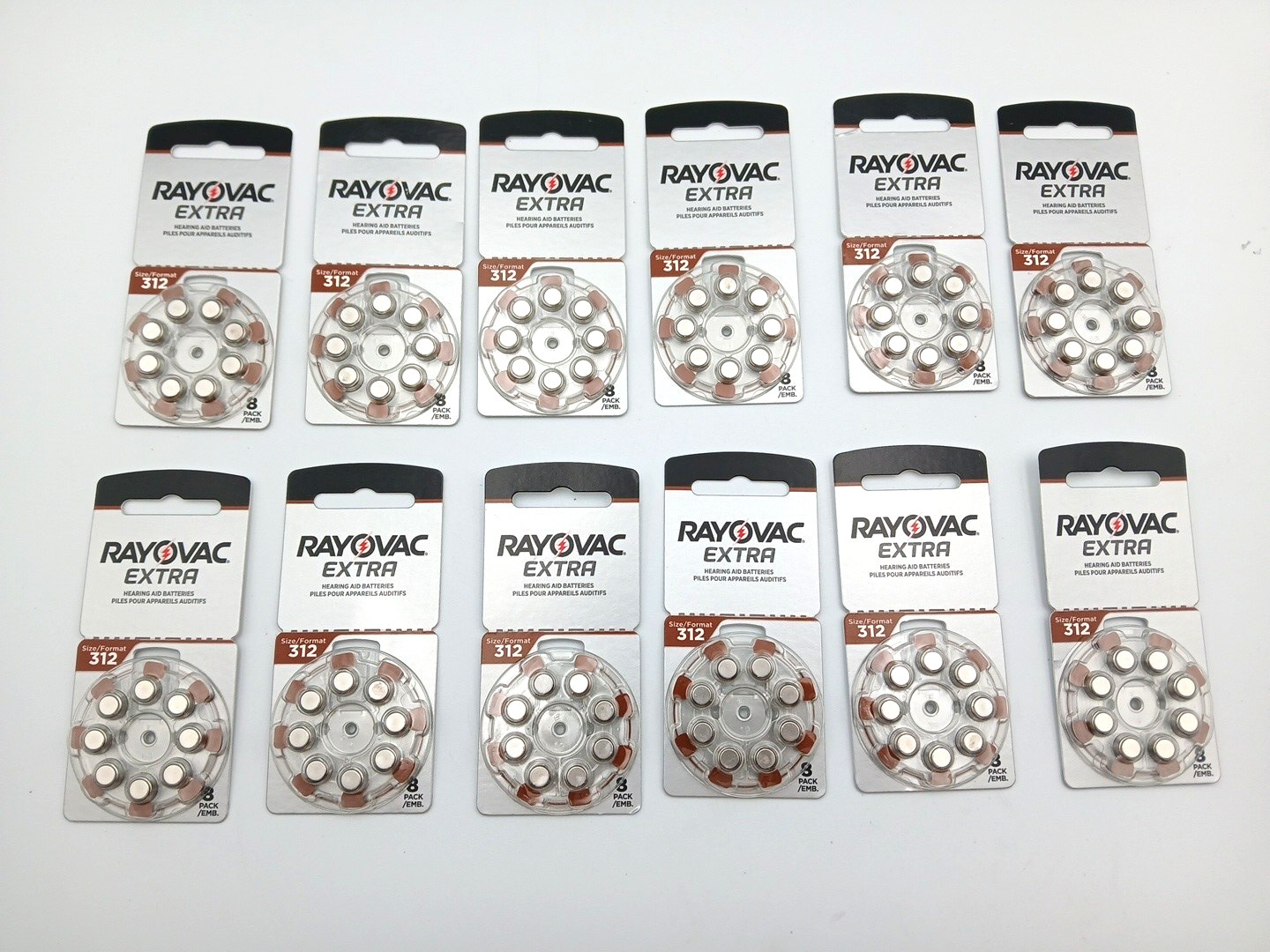 Lot of 12 Rayovac Extra Size 312 Hearing Aid Batteries 8 Pack EXP 2027