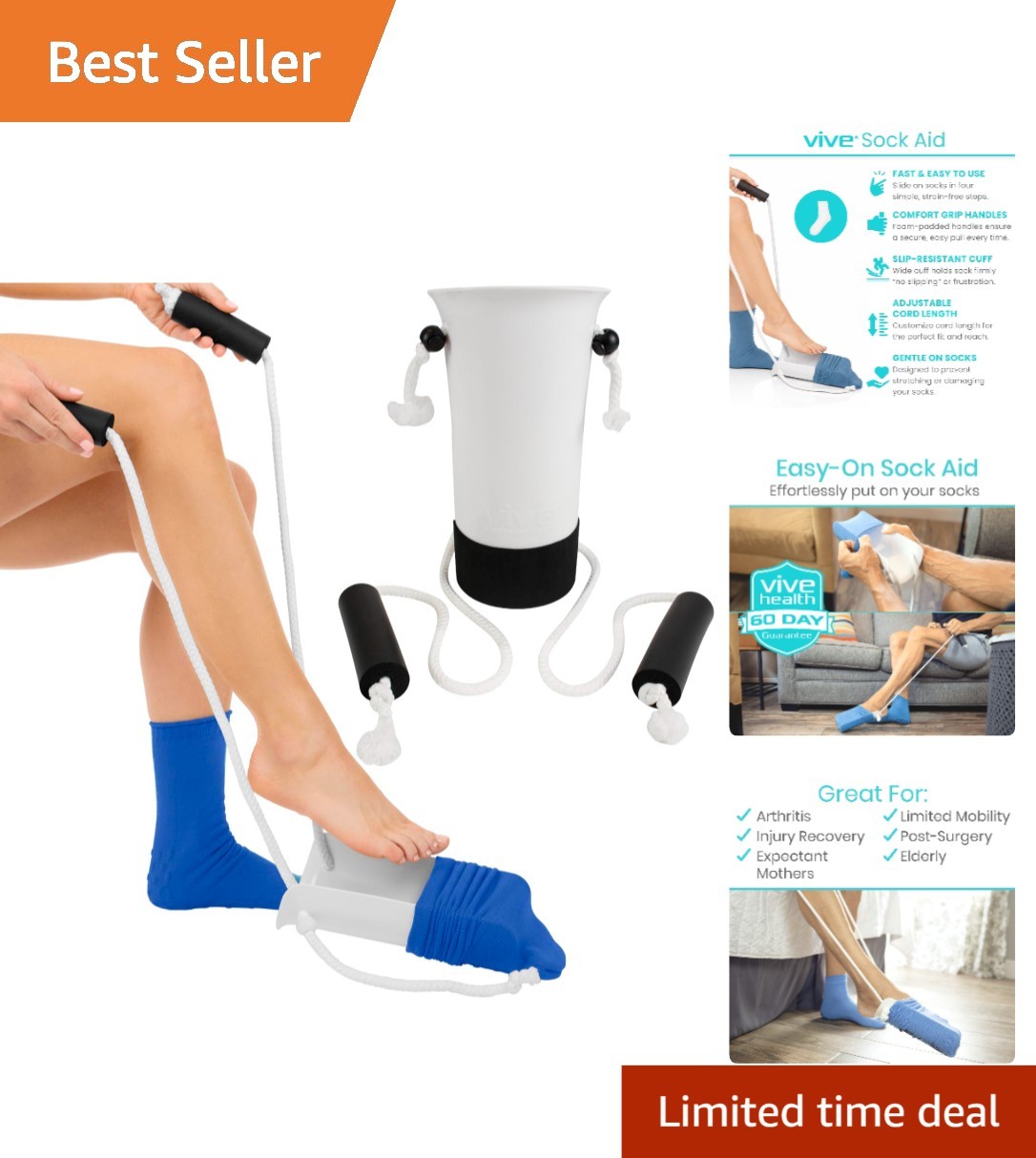 Sock Helper Tool – Slip-Resistant & Portable Aid for Seniors & Diabetics