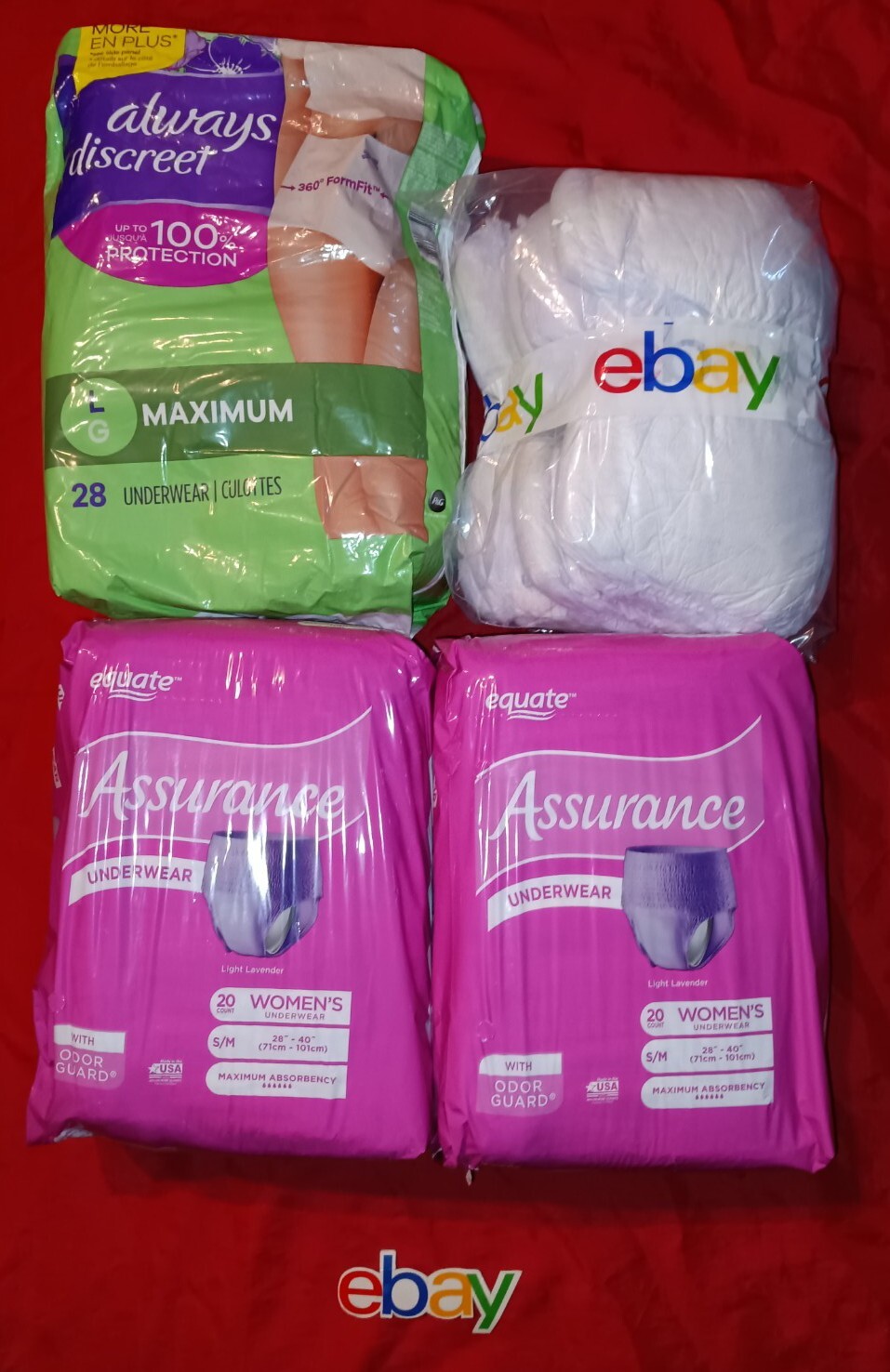 60 Women Assurance Always Discreet Underwear Odor Guard Sz S-M-L Lavender New