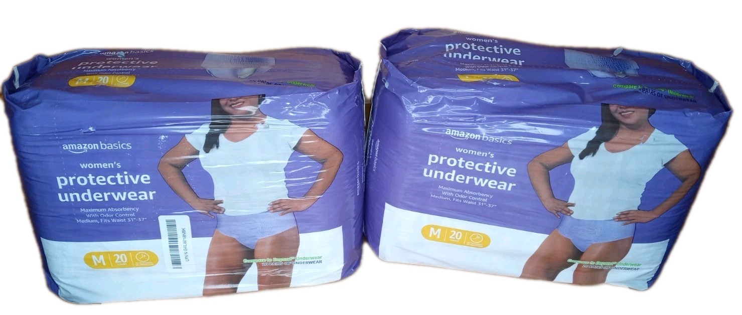 Womens Protective Underwear M Medium 20 Ct Set of 2