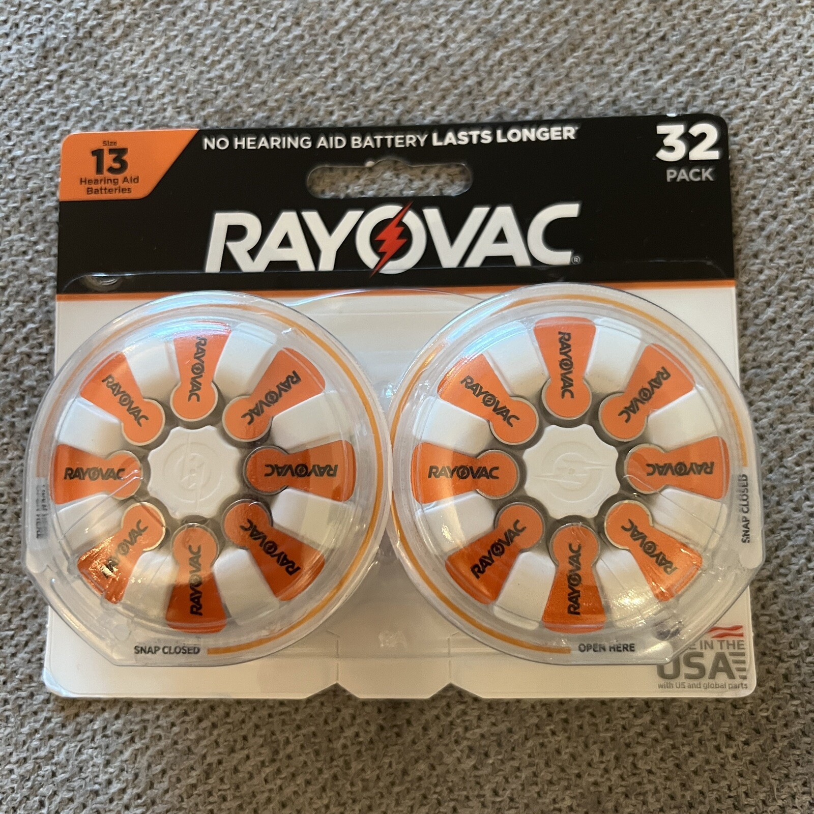 RAYOVAC SIZE 13 HEARING AID BATTERIES 32 Pack EXP 1/25
