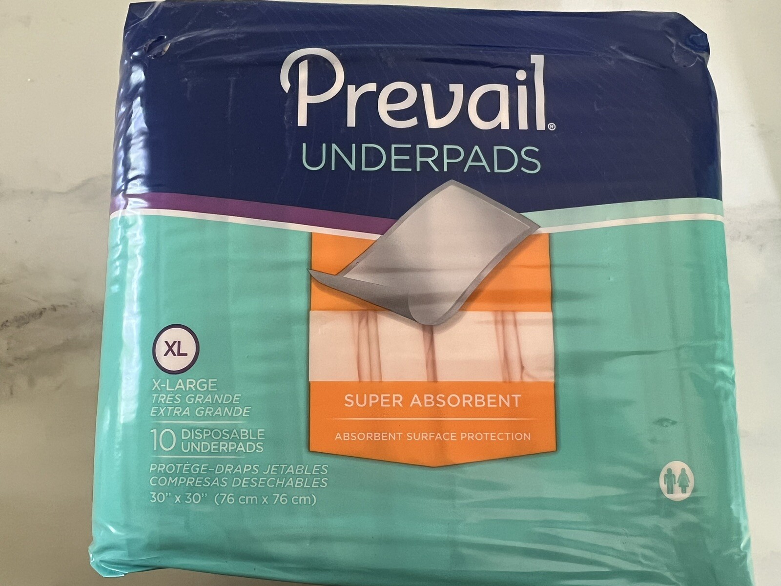 Prevail Disposable Underpads 30X30″ XL 10 pads SUPER ABSORBENT (4 packages)
