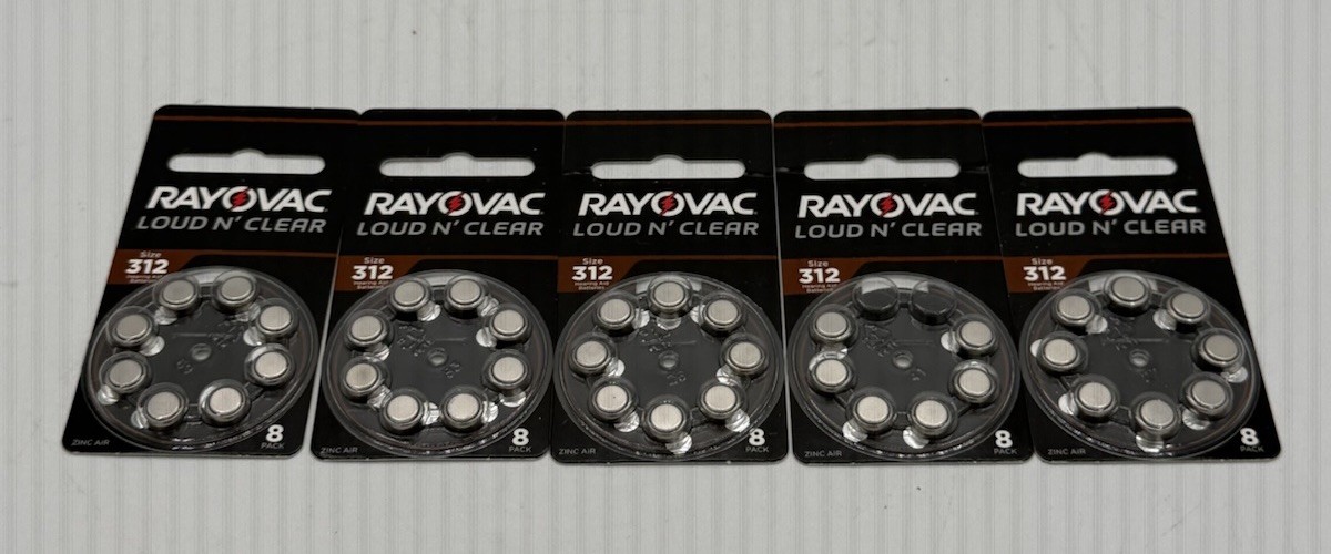 Rayovac #312LC-8 Loud n’ Clear 1.45V Hearing Aid Batteries 5 Packs 8 Cells 8/27