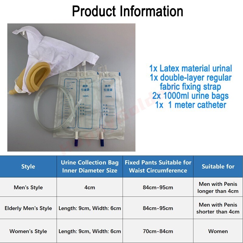 Male Female Reusable Urine Bag Urinal Pee Holder Collector Urinary Incontinence