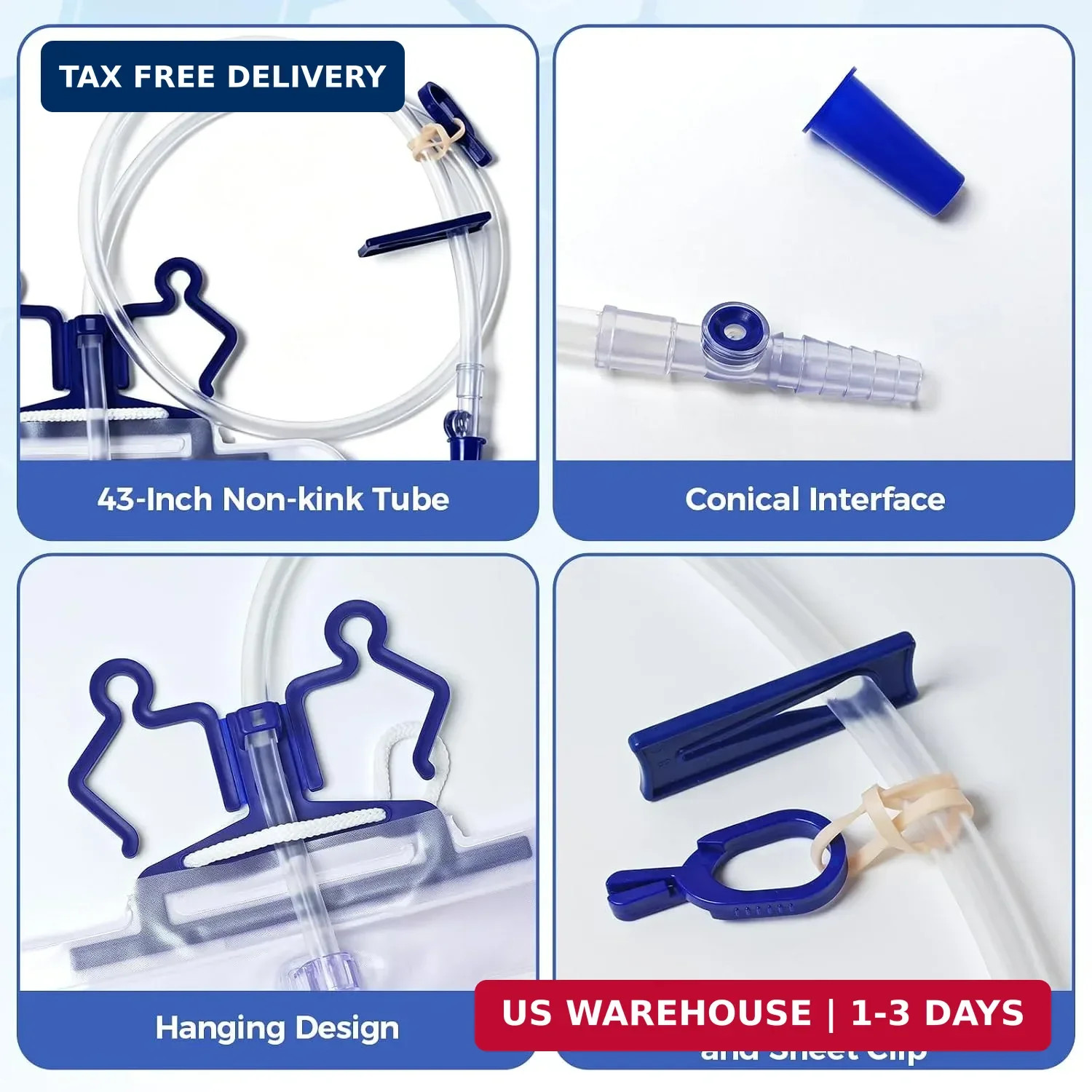 5 Pack Urinary Drainage Bag, 2000mL Anti-Reflux Catheter Bag with Drainage Tube,