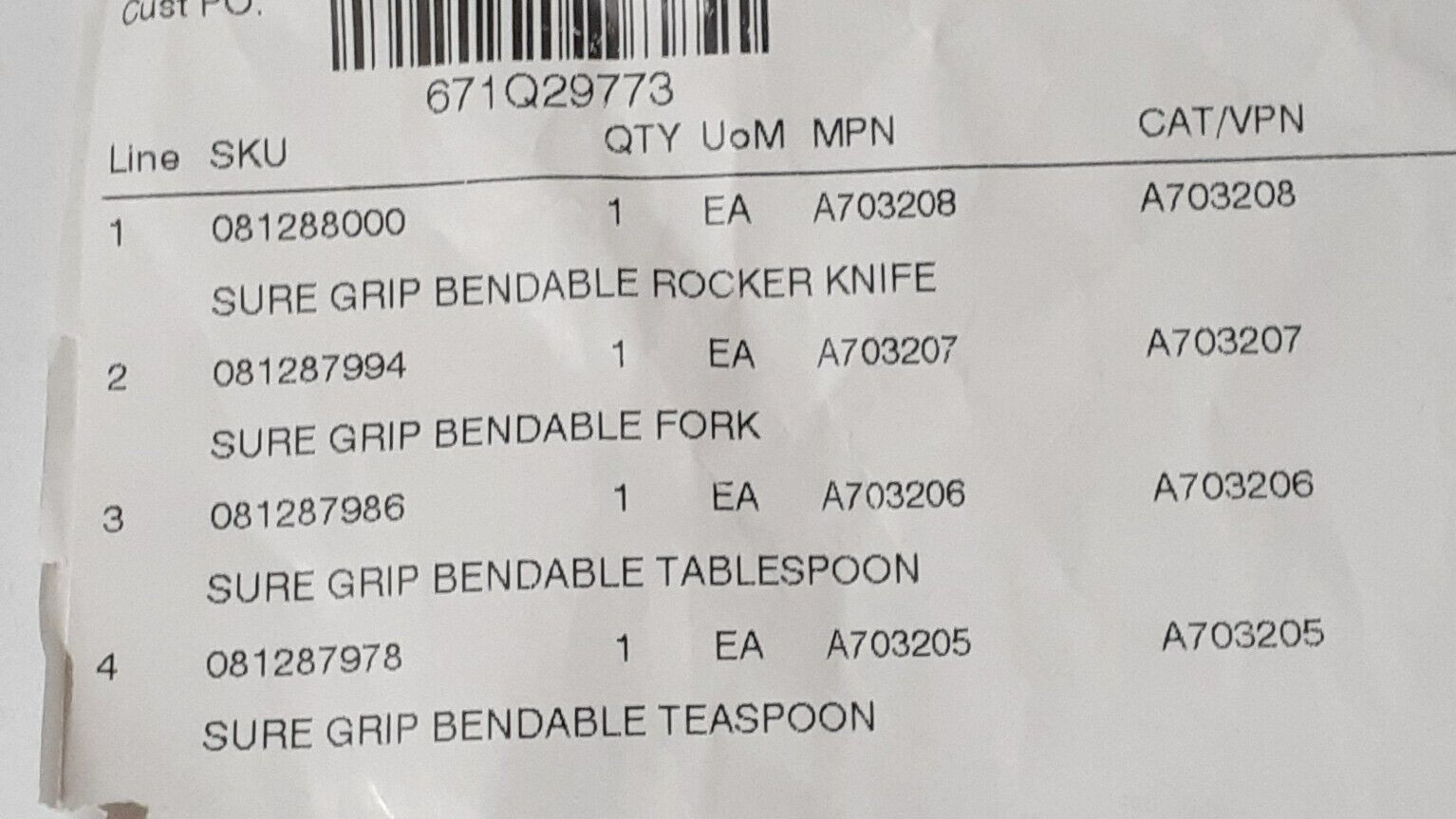 4 Pc Sammons Preston Sure Grip Fork Knife Spoon Aid Utensil Silverware Bendable