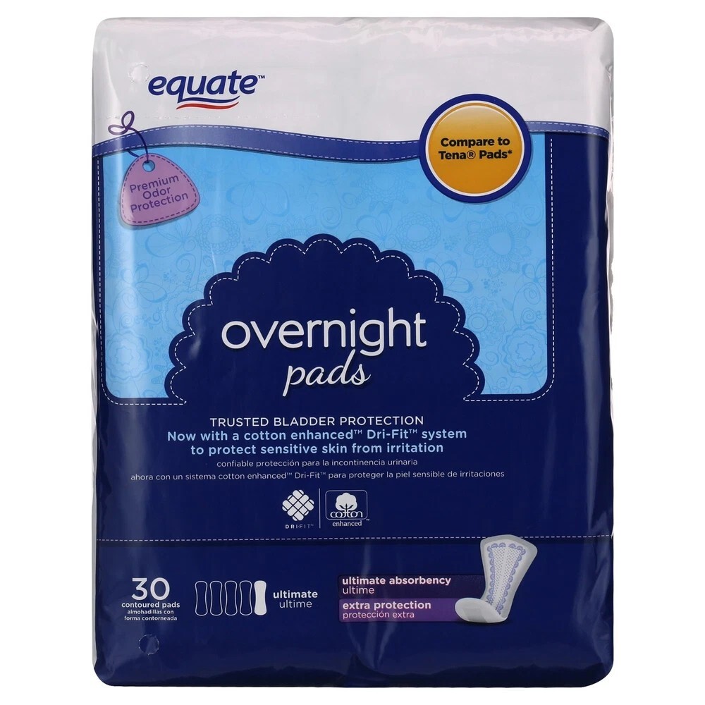 Equate Women’s Overnight Ultimate-Extra Coverage Incontinence Pads