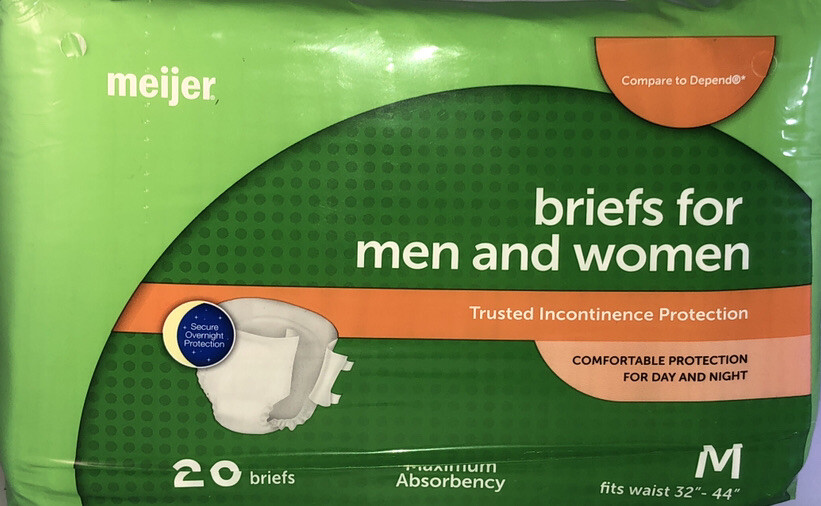 SHIPN24HOURS-INCONTINENCE BRIEFS FOR MEN AND WOMEN 20 BRIEFS SZ Medium 32”-44”