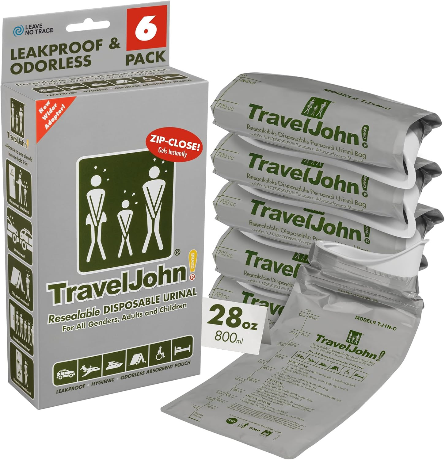 Resealable Disposable Urinal Bags – Road Trip Essentials for Men, Women & Kids –
