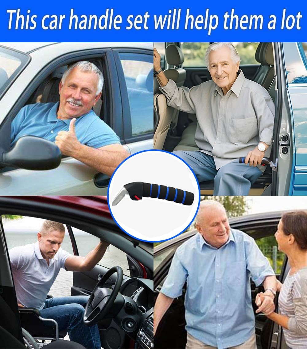 KOUNATSURI 2Pack Car Door Handle for Elderly Assist Support Blue