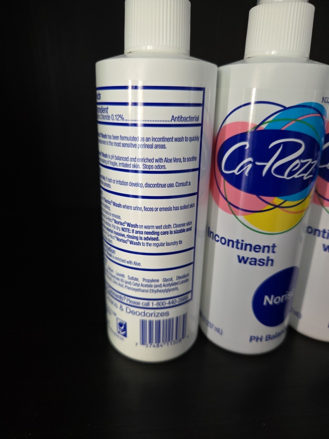 4x Ca-Rezz Incontinent Wash Spray, Norisc PH Balanced, 8 fl oz Each Bottle