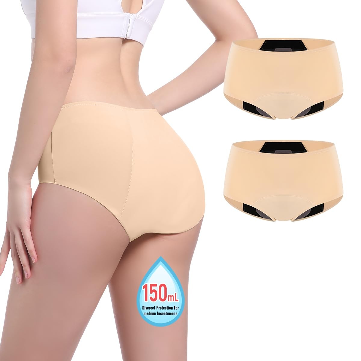 Carer Incontinence Underwear for Women Washable 150ml High Absorbent Leak Pro…