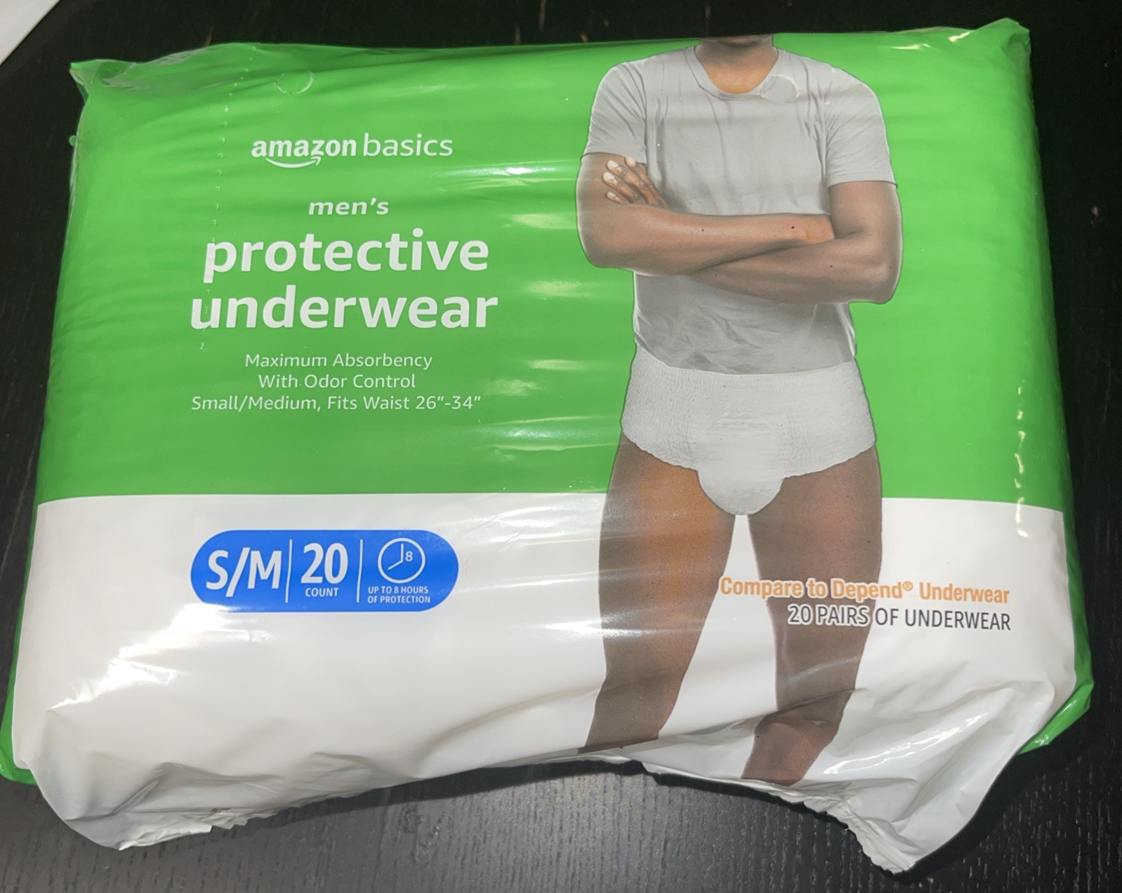 Amazon Basics Men’s Protective Incontinence Underwear – Small/Medium – 20 Count