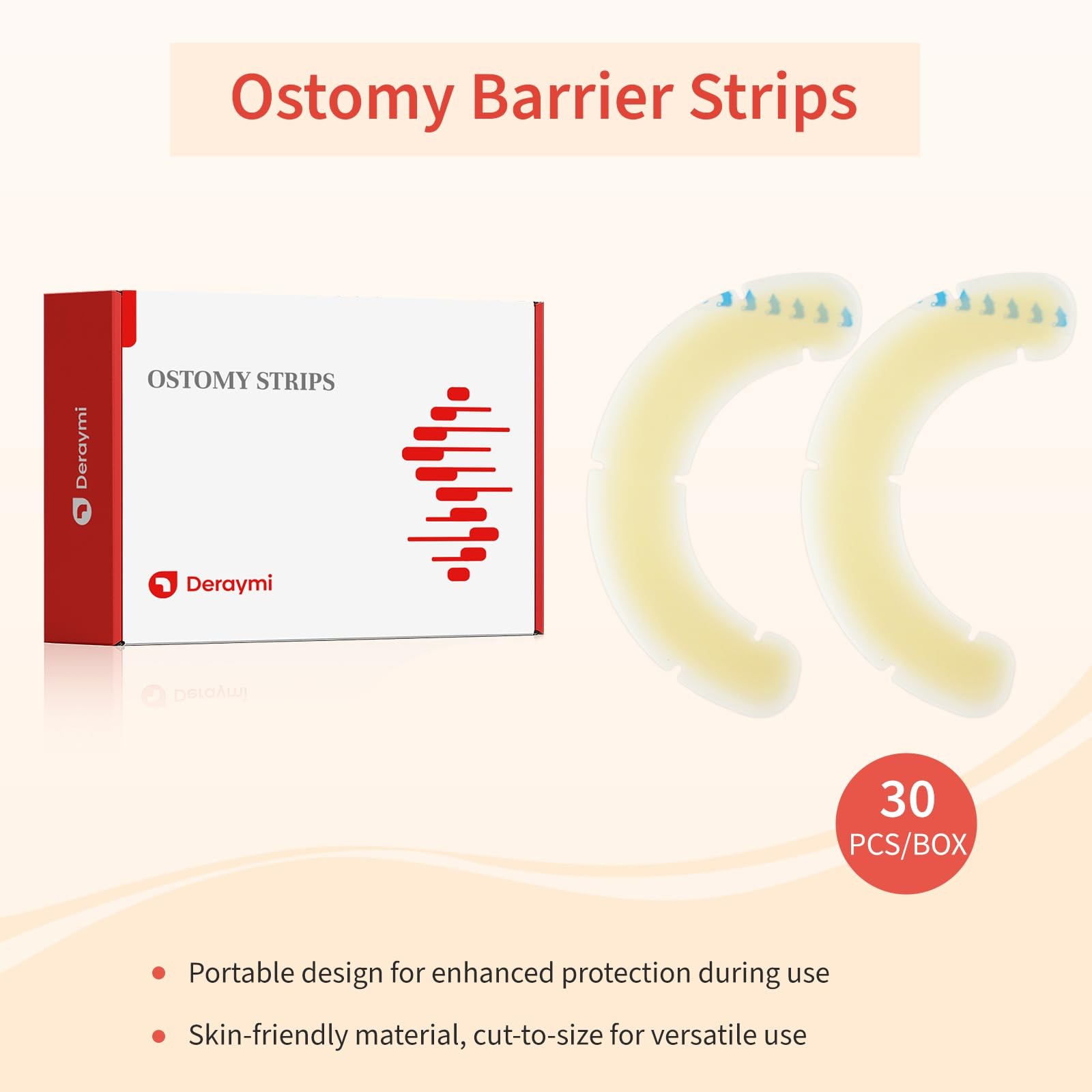 30pcs Ostomy Barrier Strips, Elastic Hydrocolloid Skin Barrier Strips, Skin A…