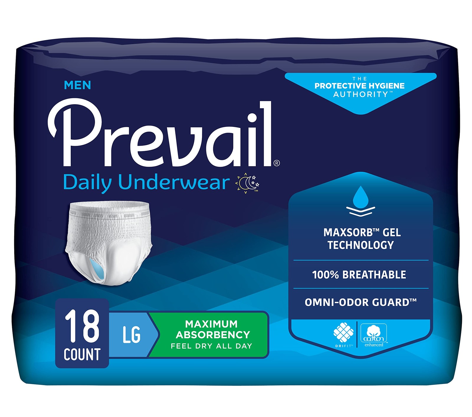 Prevail Incontinence Protective Underwear for Men, Maximum Absorbency, Large,…