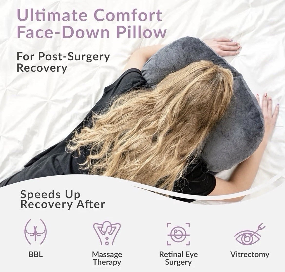 3 Pack Zomaple Face Down BBL Pillow Post Surgery Recovery System Gray NIB Sealed