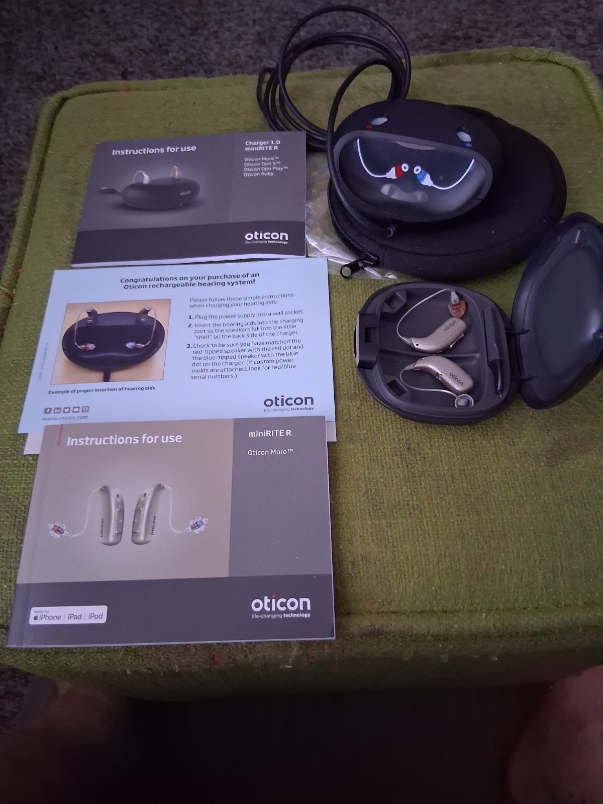 Oticon More 3 MiniRITE R 48 Channels App control bluetooth+Free Charger
