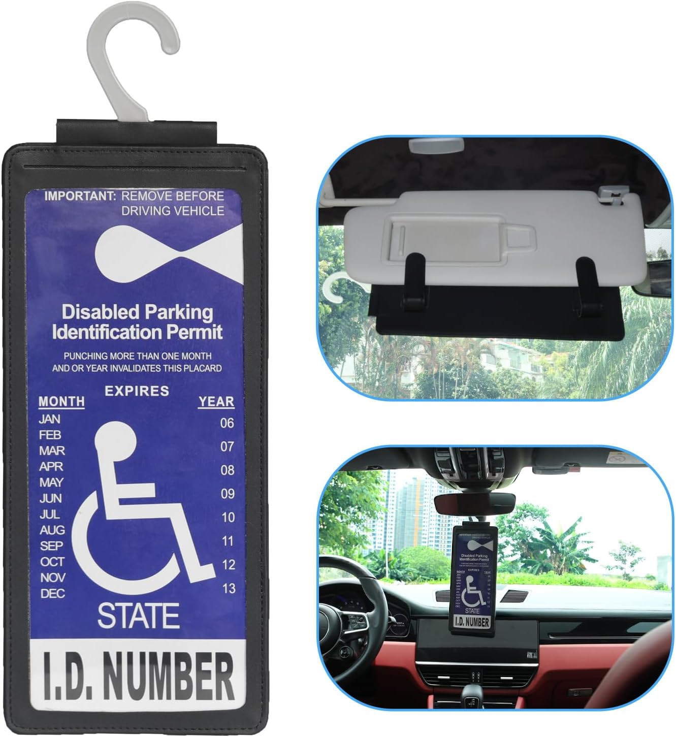 Handicap Placard Holder, Portable Transparent Auto-Placard Protector Hanger Slee