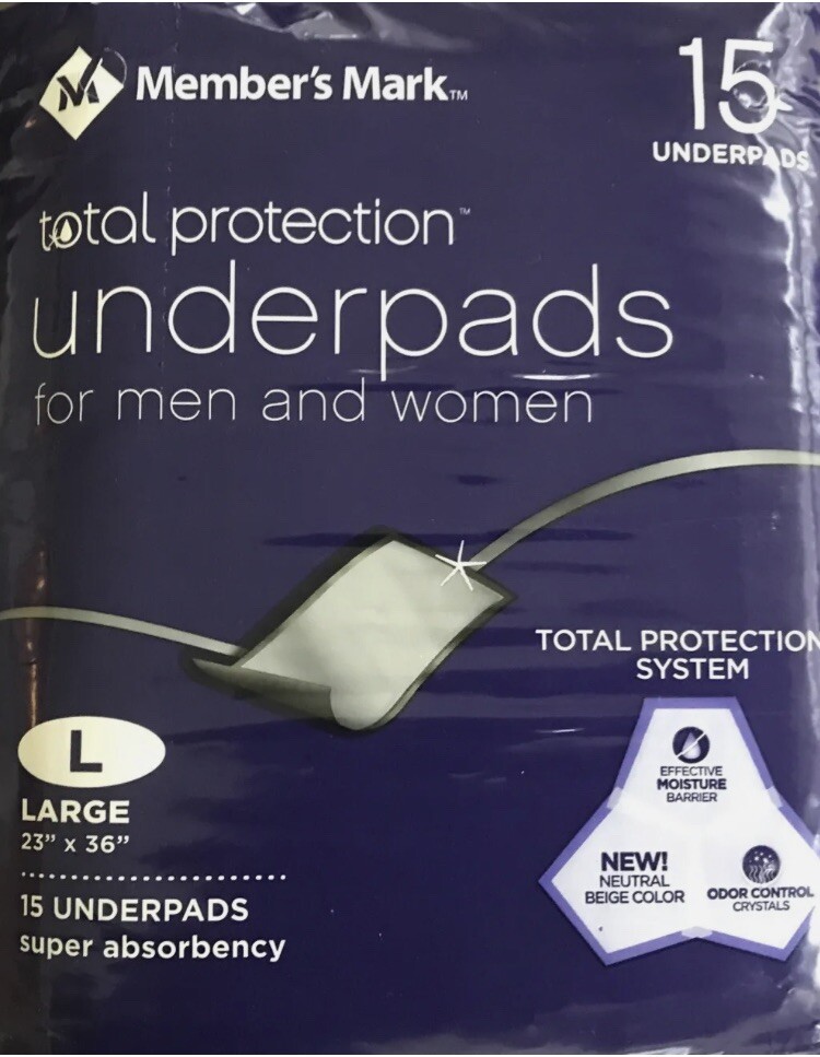 Member’s Mark Total Protection Underpads For Men And Women 23×36 Large 15 Pads